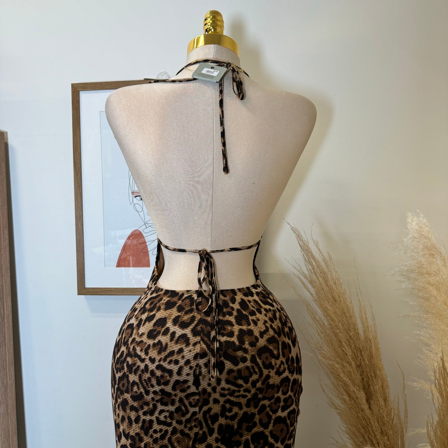 Cheetah Open back Maxi Dress-cheetah