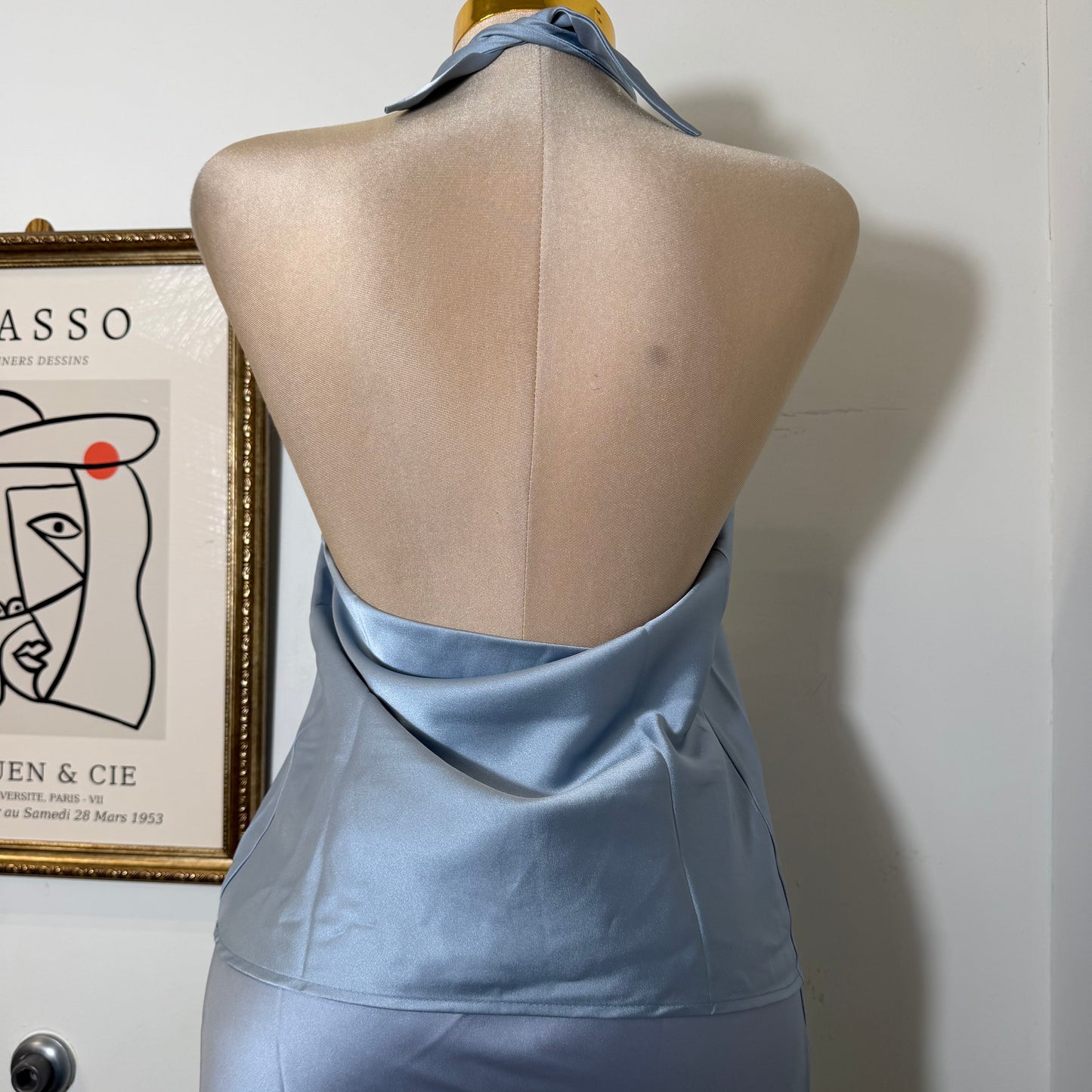 Satin Halter Top- Baby Blue