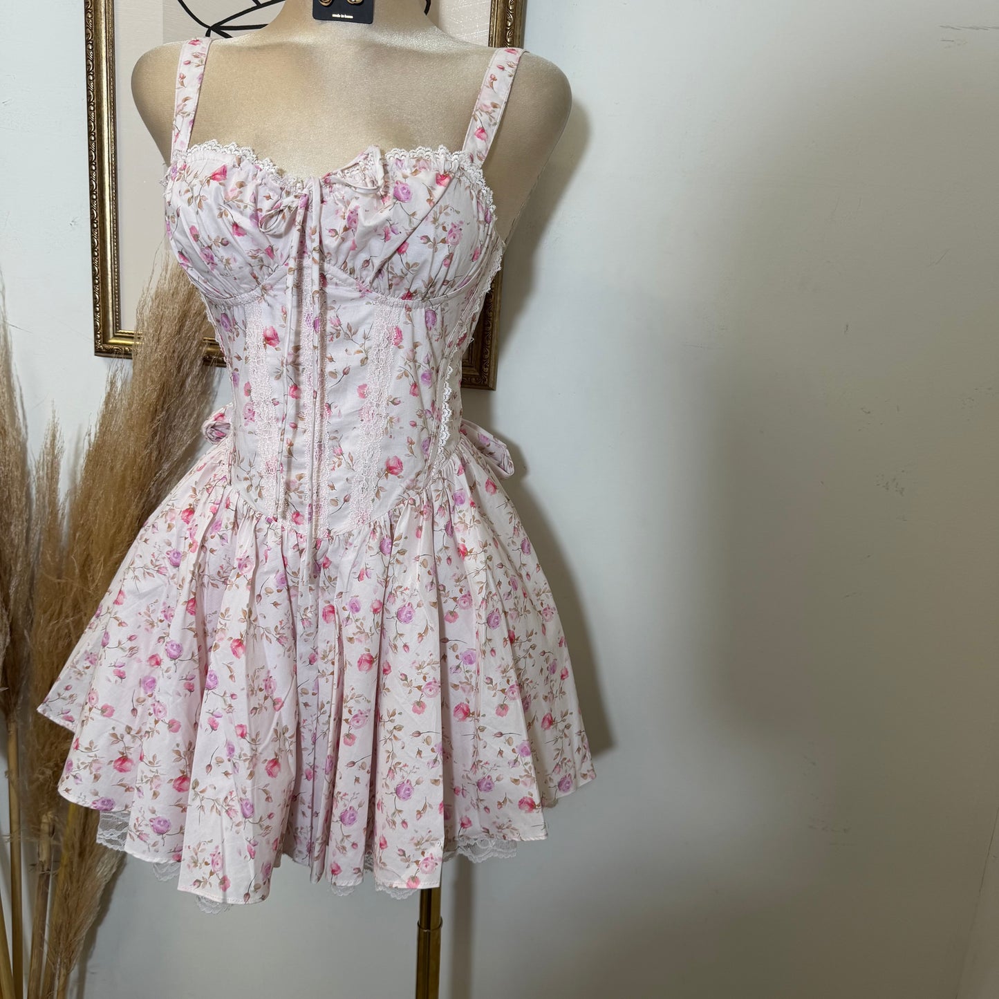 Rosa Flower Poplin Dress-Pink