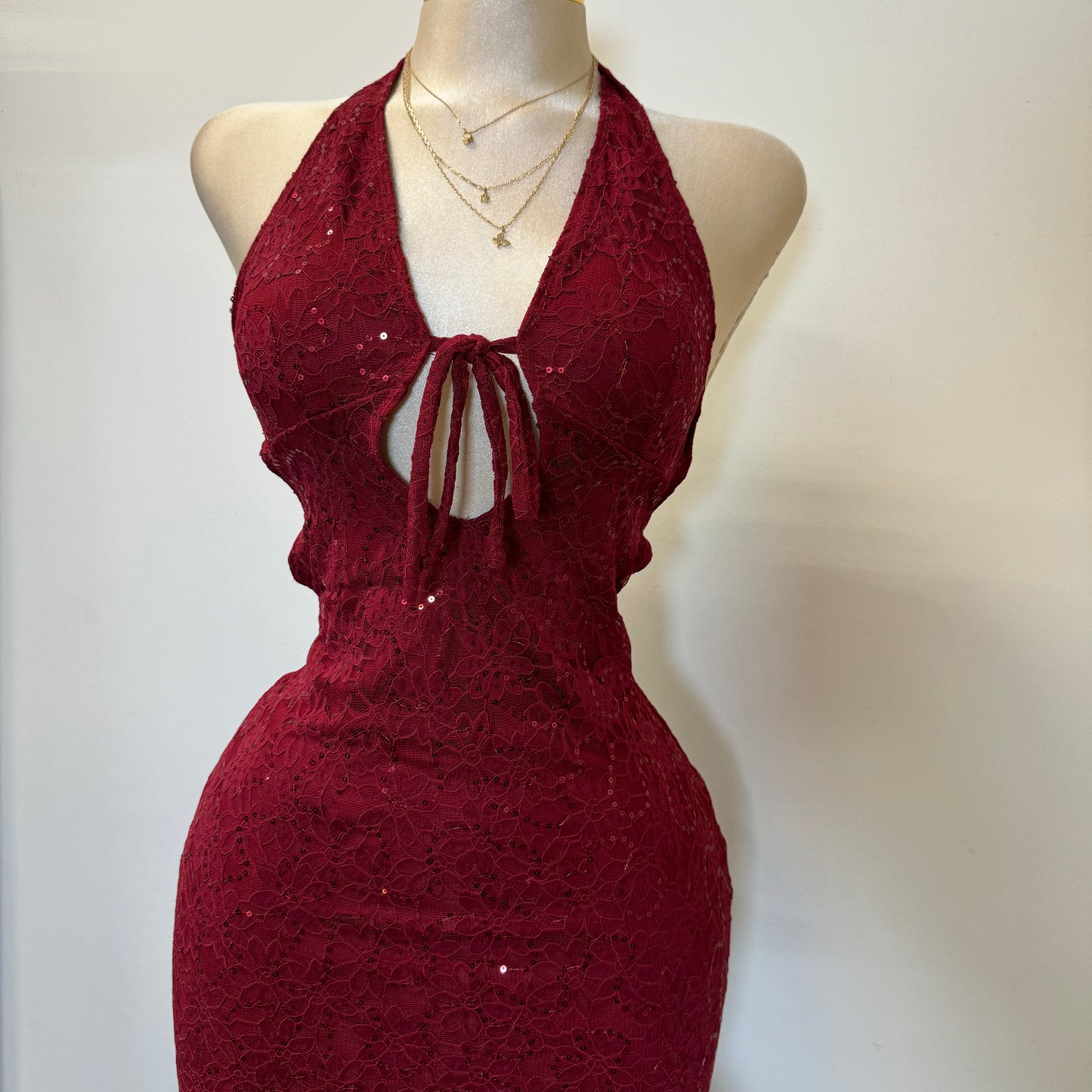 All eyes on me Halter Maxi Dress-Burgundy