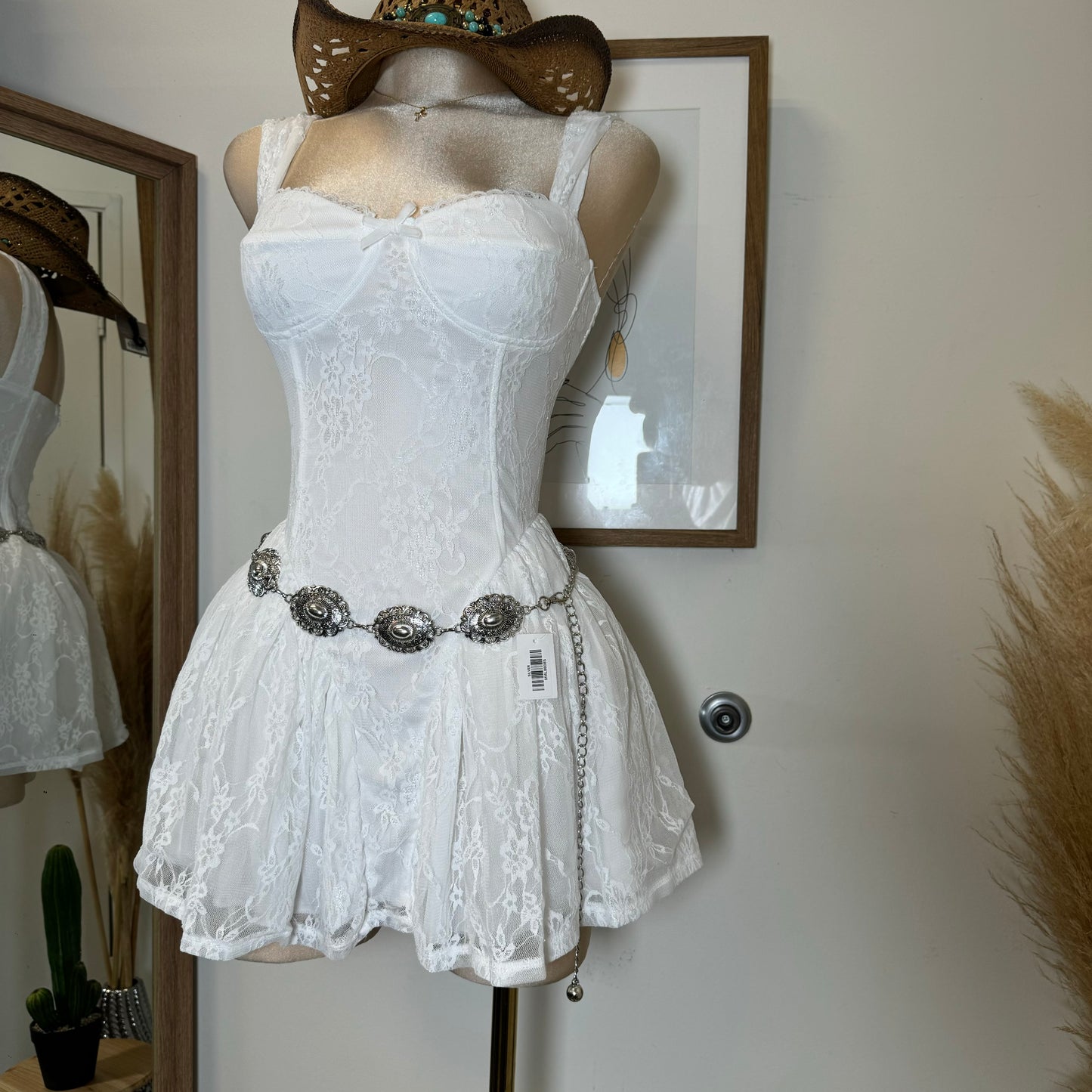Miriam Lace Mini Dress-White