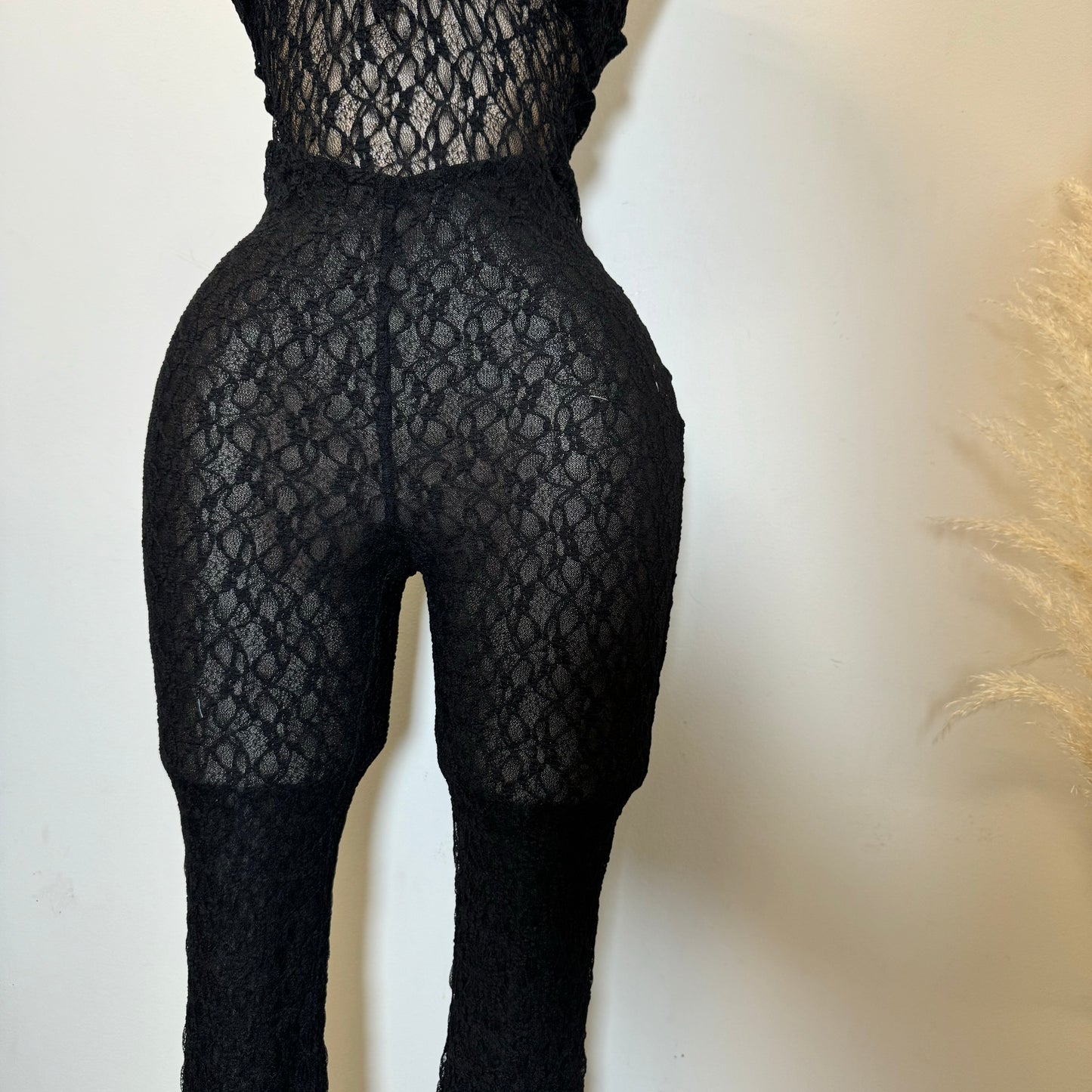 Lace Halter Jumpsuit-Black