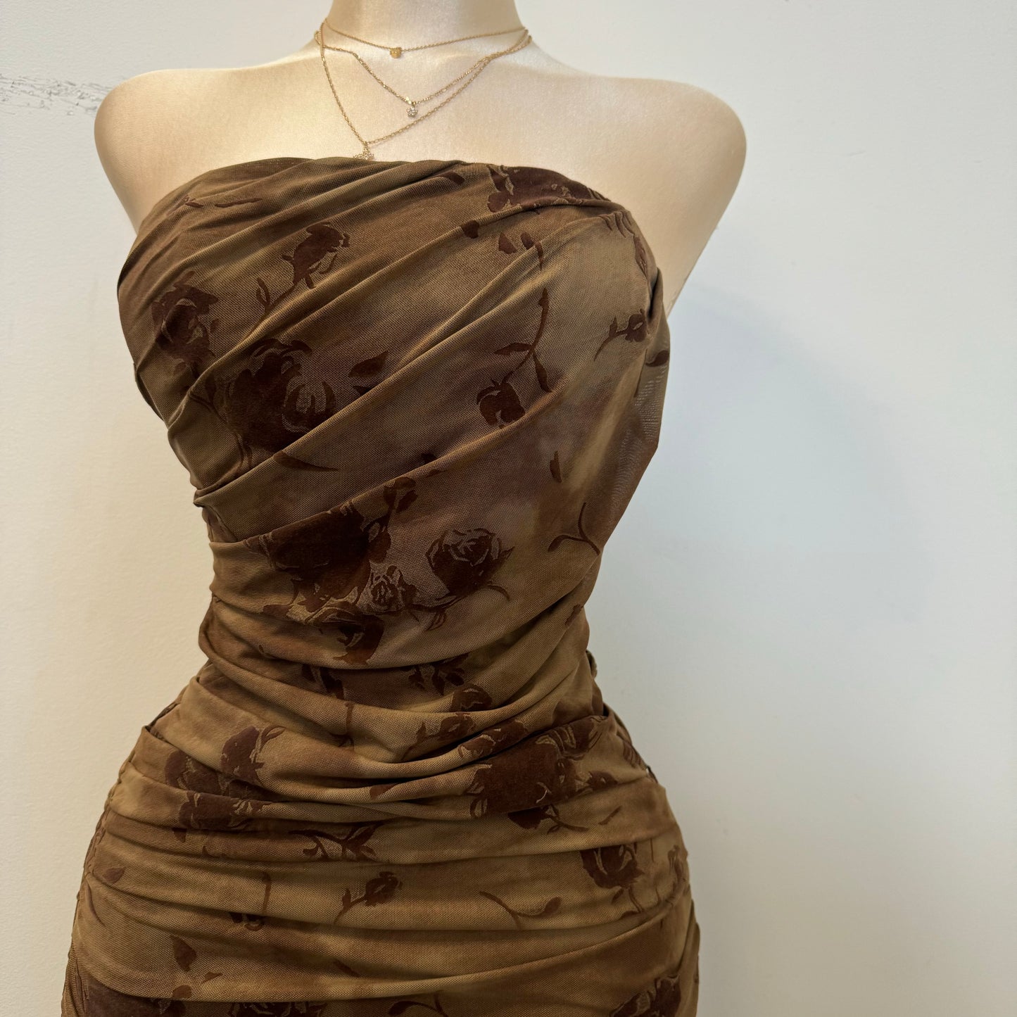 Kiora Strapless Dress-Brown