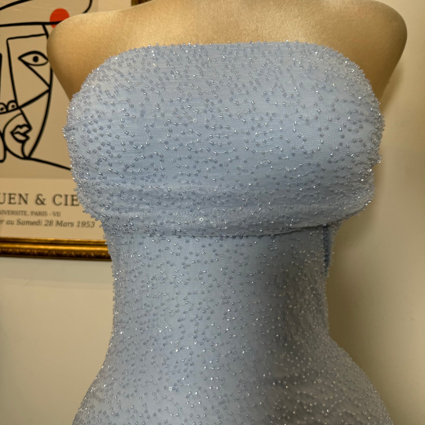 Sparkle Strapless Dress-Baby Blue