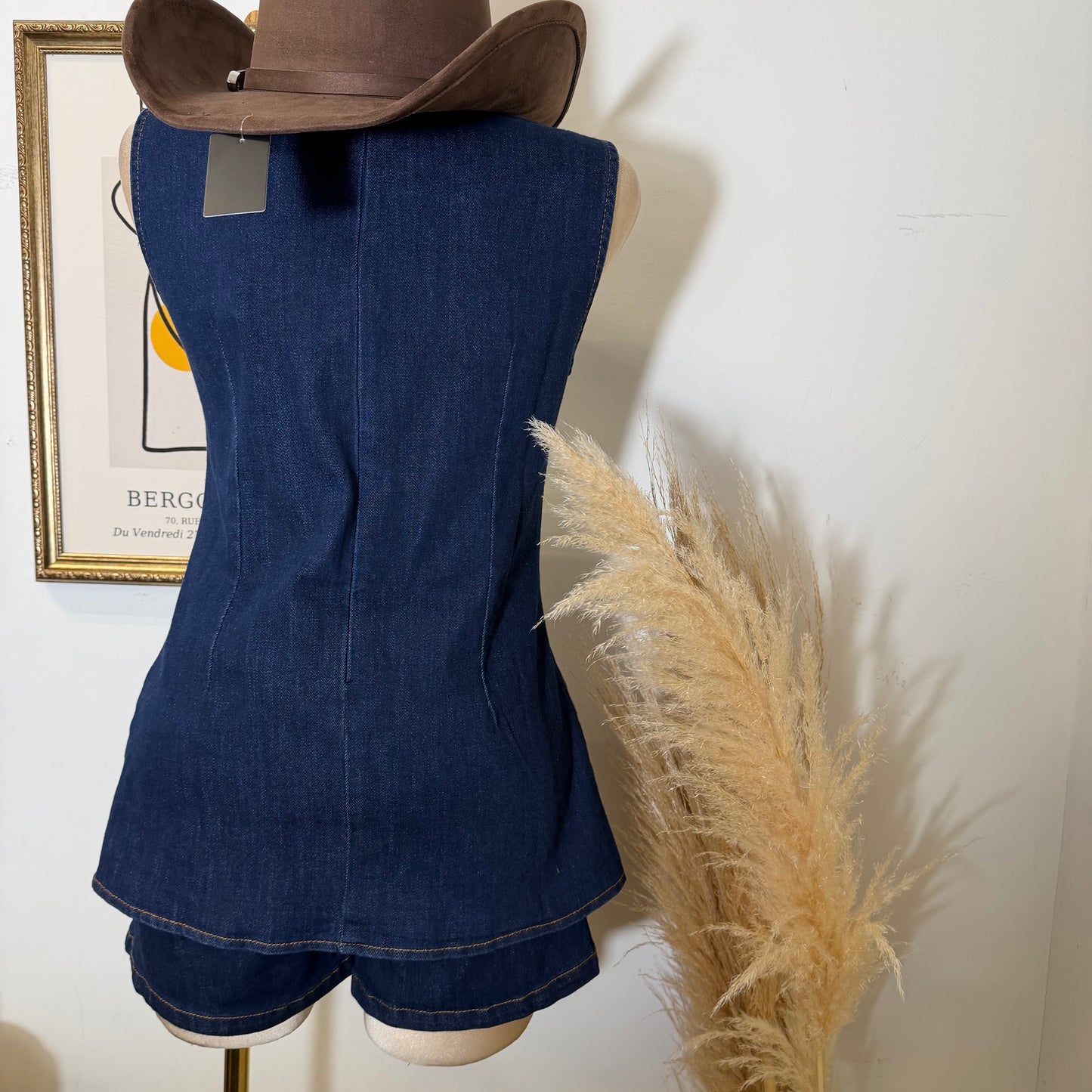 Diana Short Sleeve Denim Set-Blue