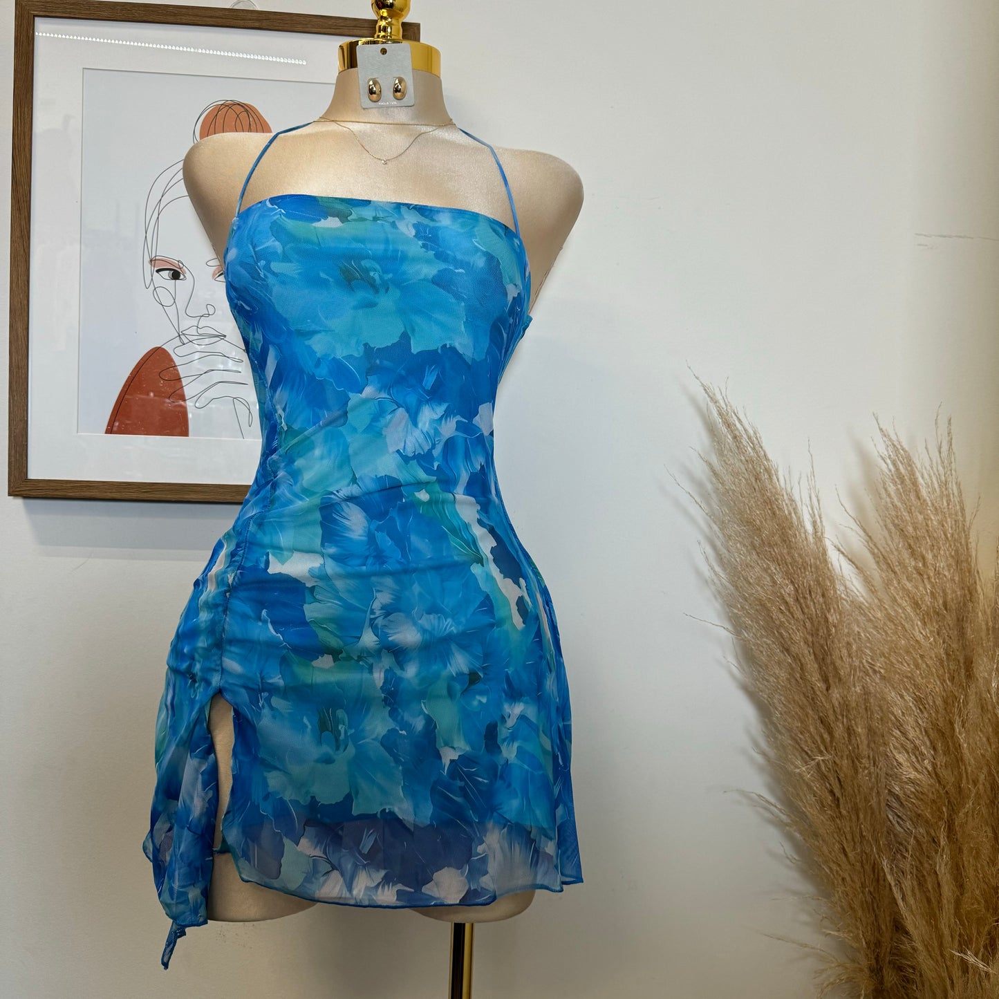 Ay Mama Mesh Dress-Blue