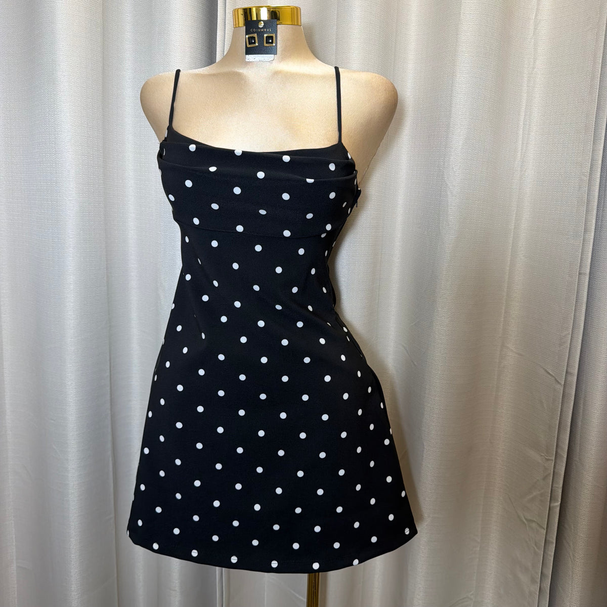 Polka Dot Mini Dress-Black/White