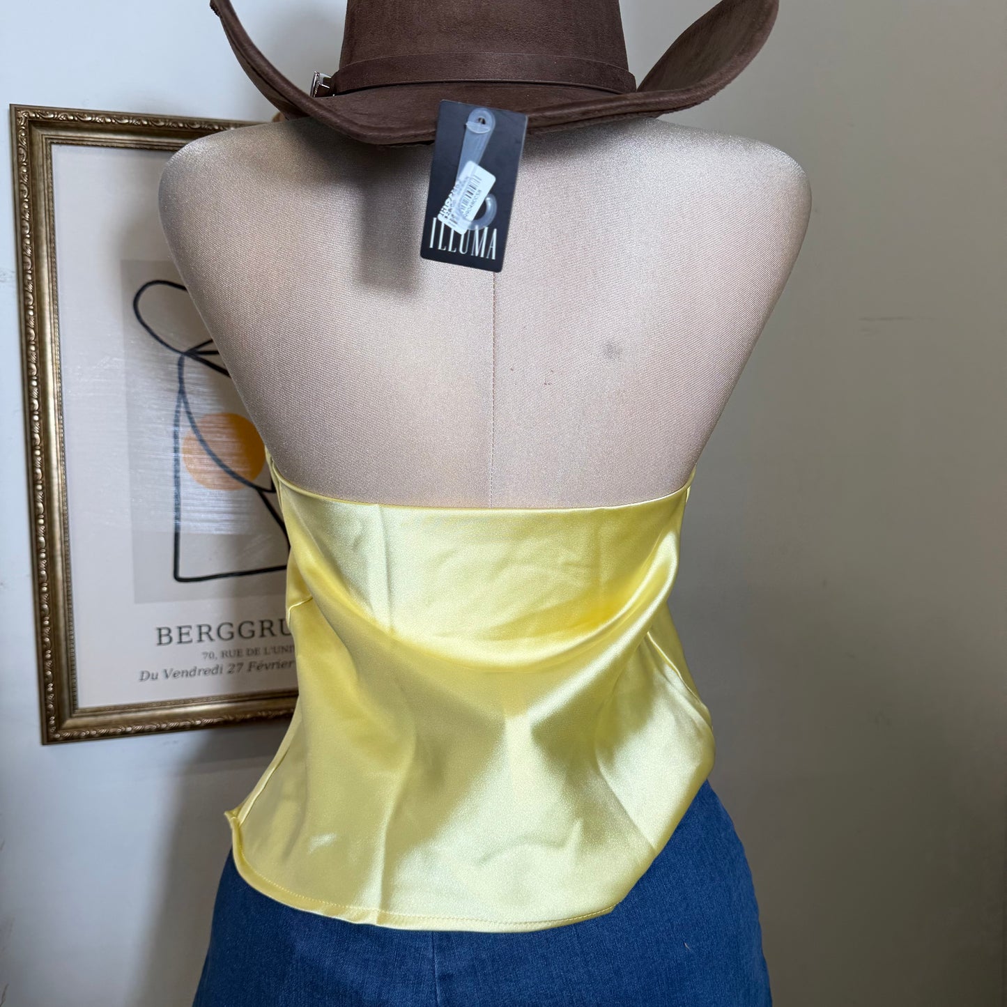 Satin Halter Top-Butter Yellow