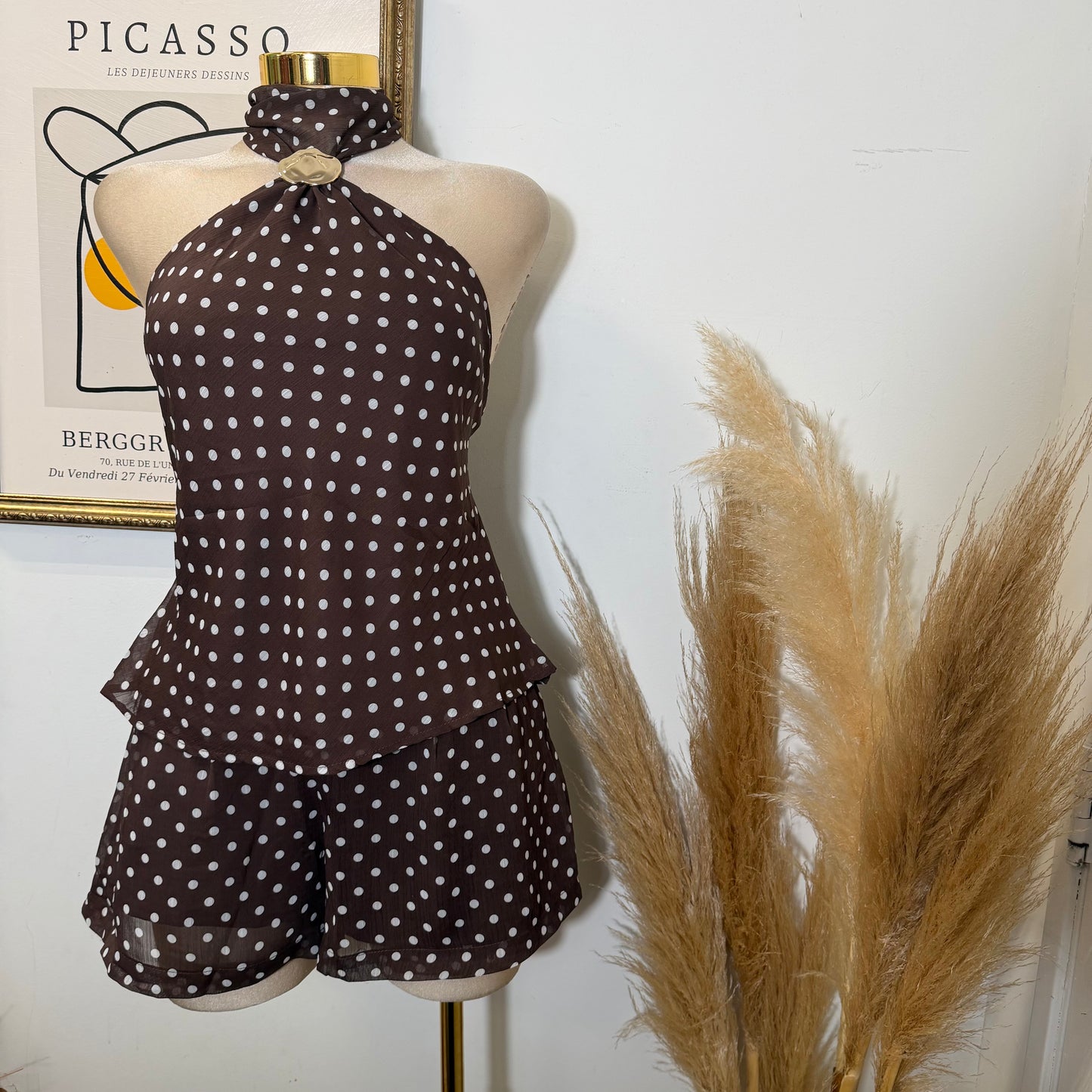 Polka Dot Matching Set-Brown