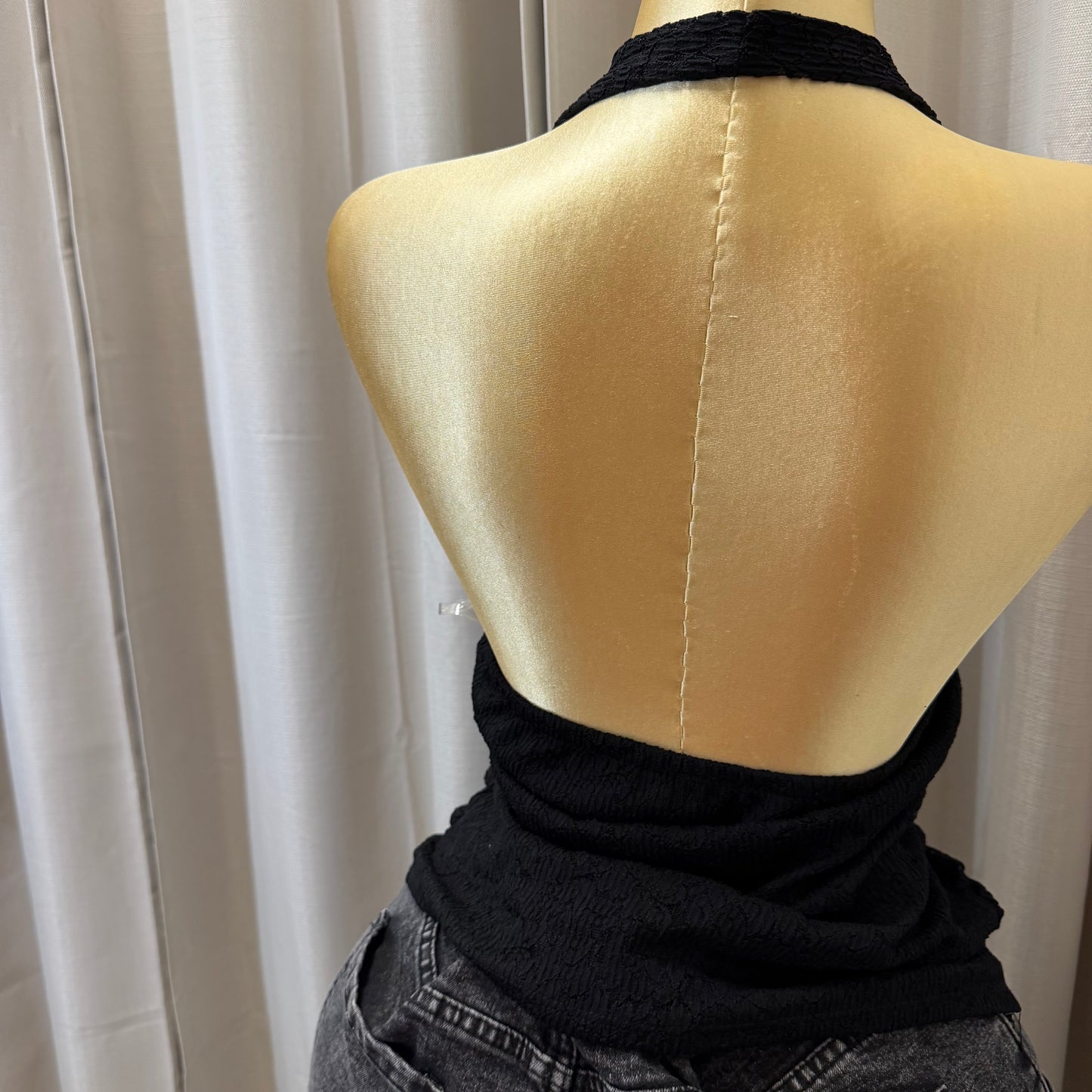 PL-Halter Lace Top-Black