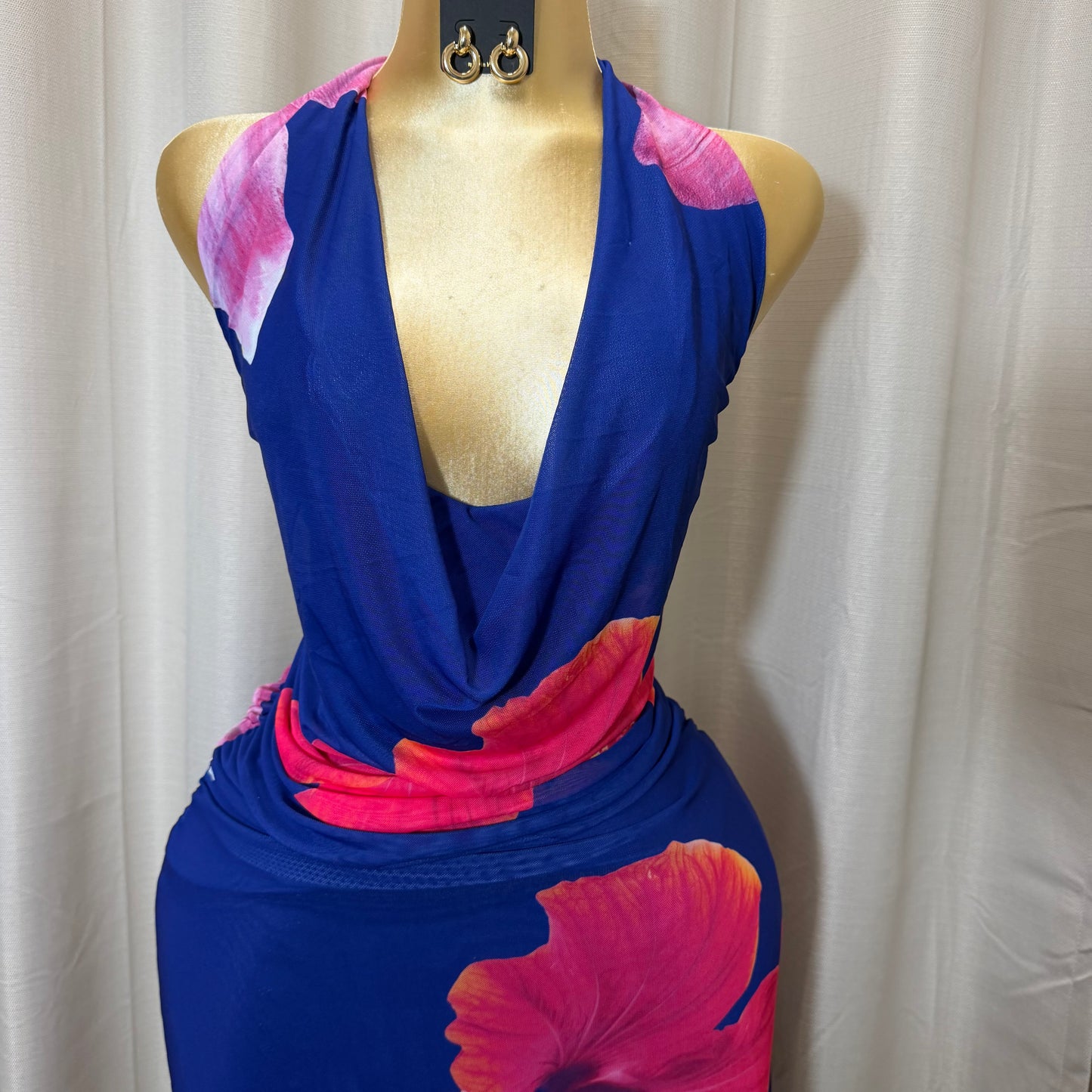 PL-Halter Long Dress-Blue