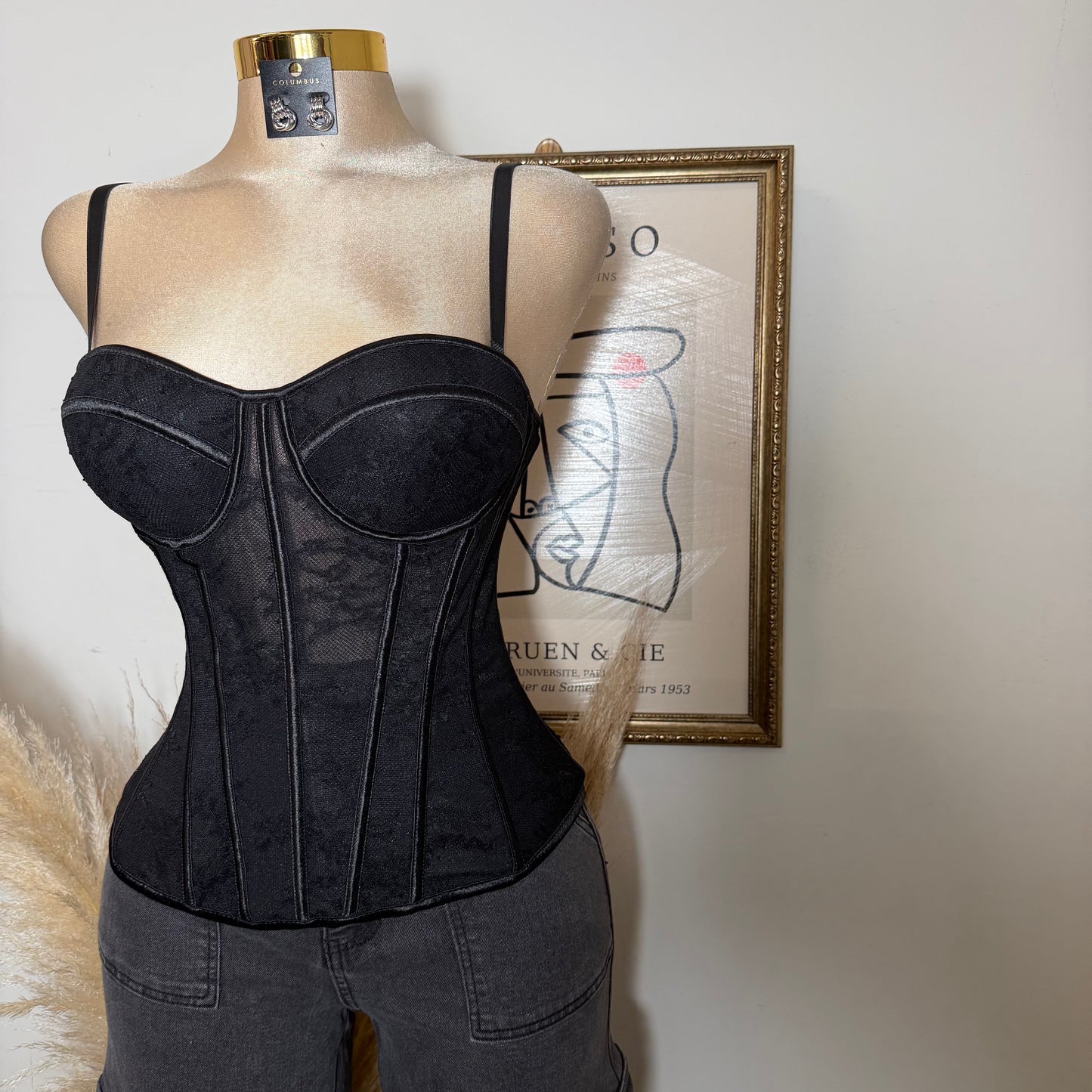 Lace Simple Corset-Black
