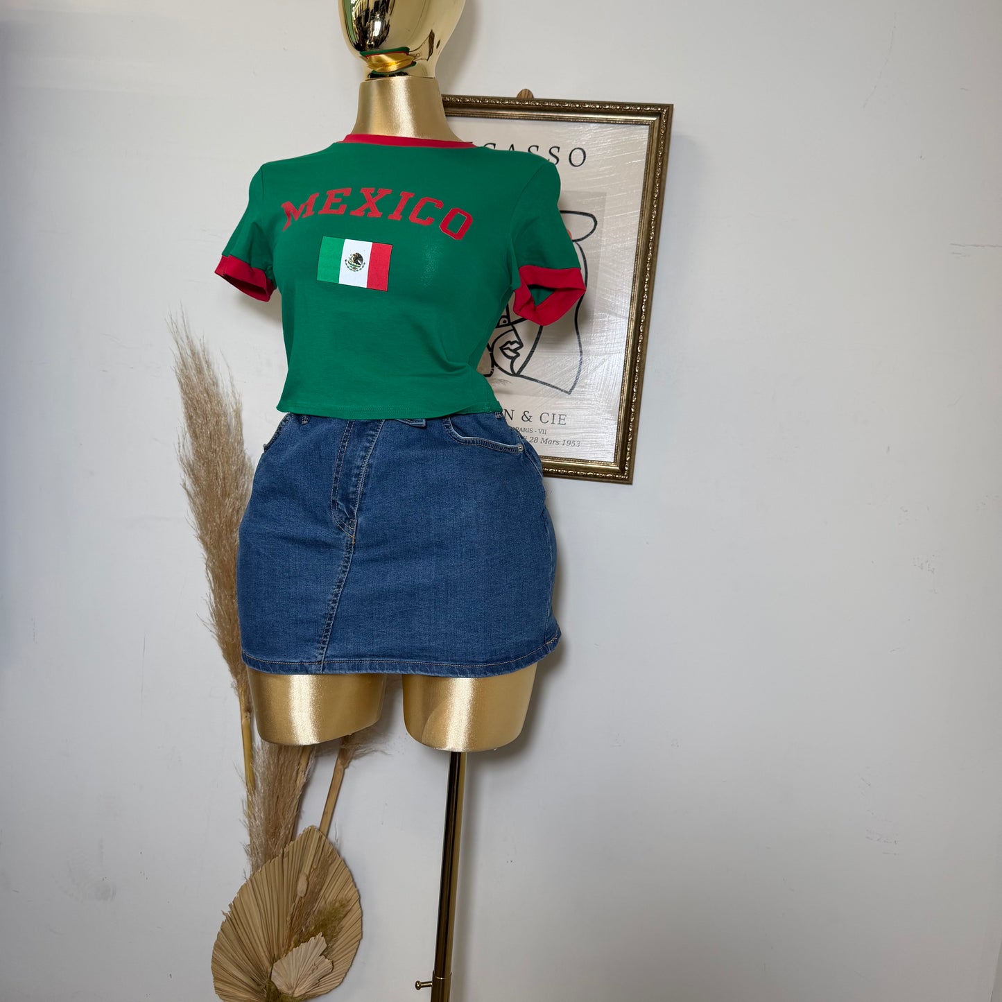 Mexico Crop Shirt-Green