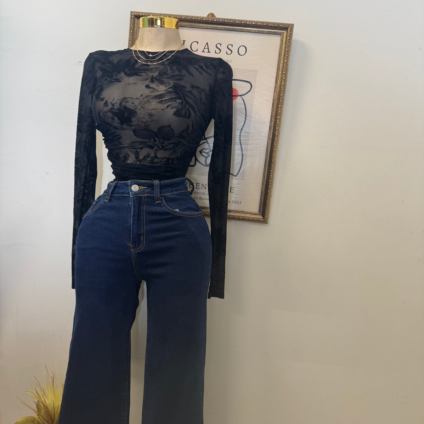 Round Neck Long Sleeve Bodysuit RS-Black