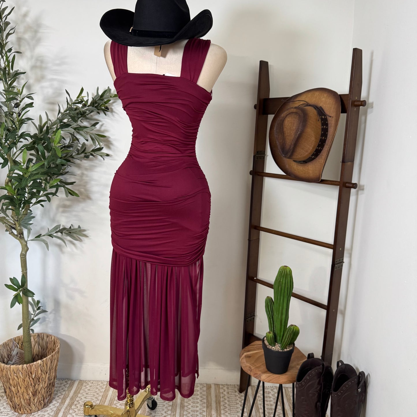 Ella Dress-Burgundy