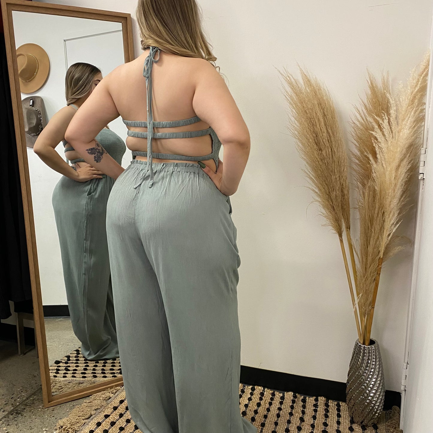 Maclo linen Jumpsuit-Sage Green