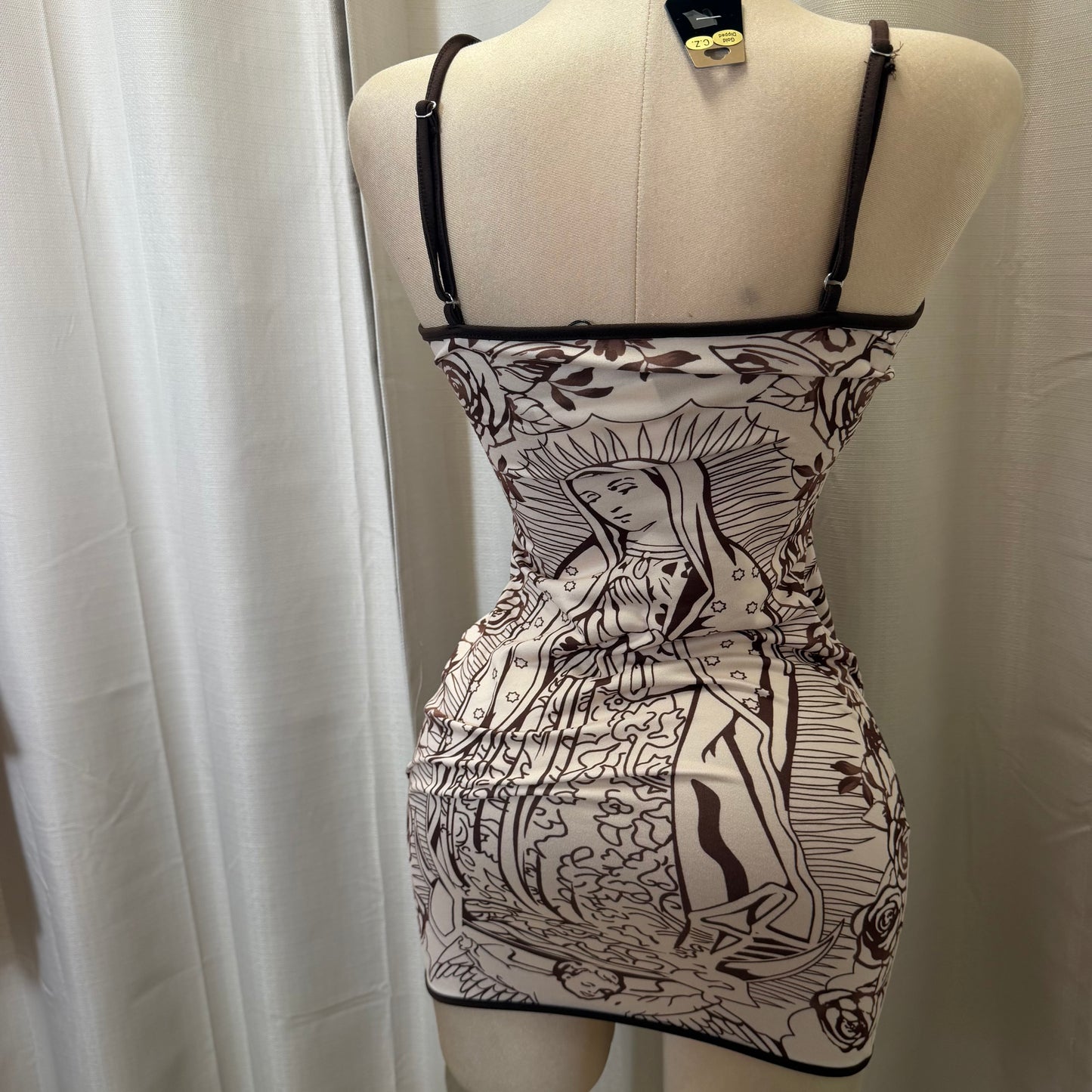 Maria Floral spaghetti Dress-brown/nude