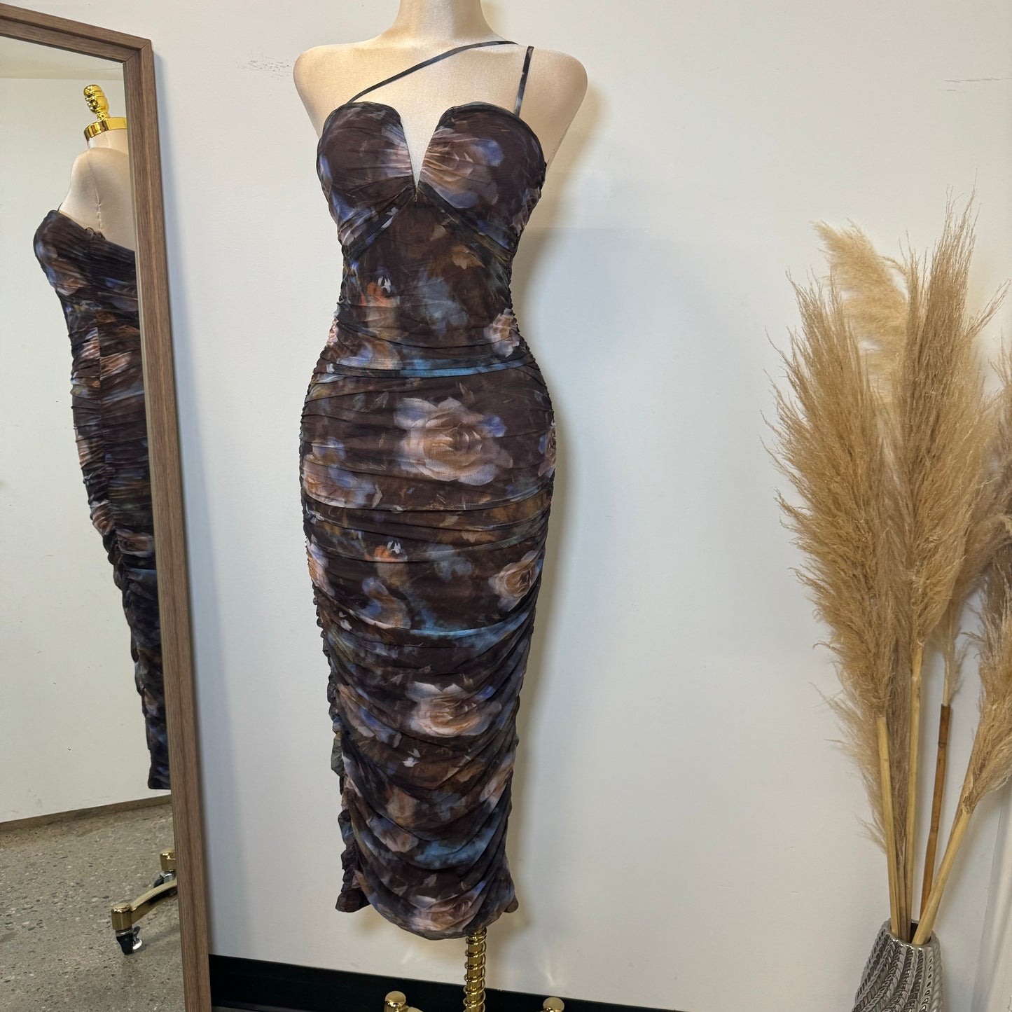 Kallie Midi Dress-Multi Brown