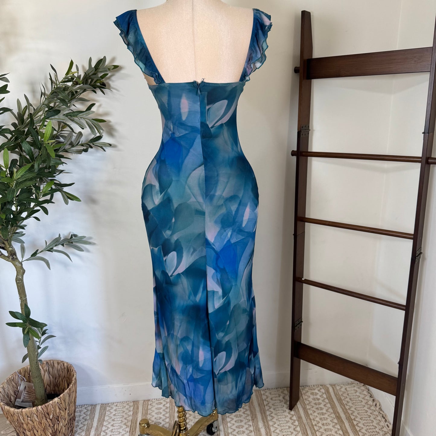Karol Dress-Blue/Beige