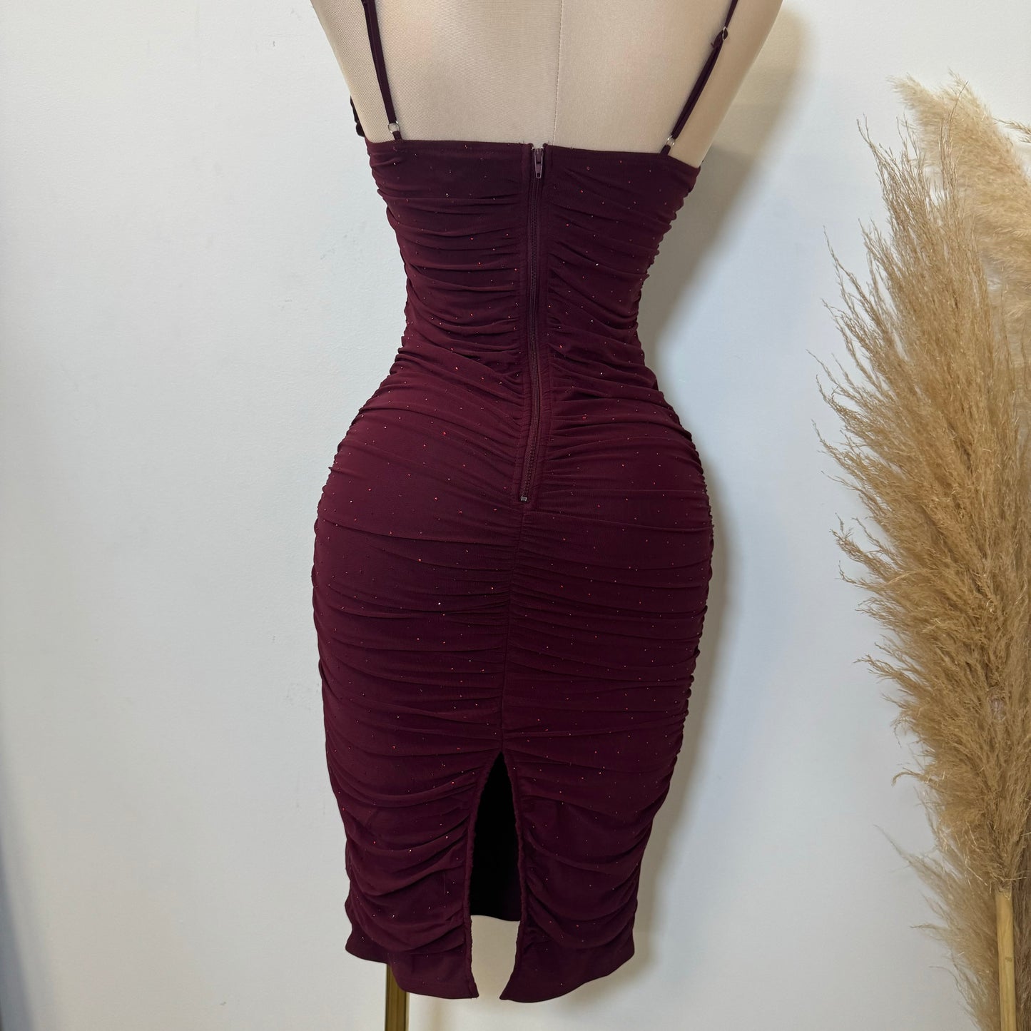 Audrina Dress-Burgundy