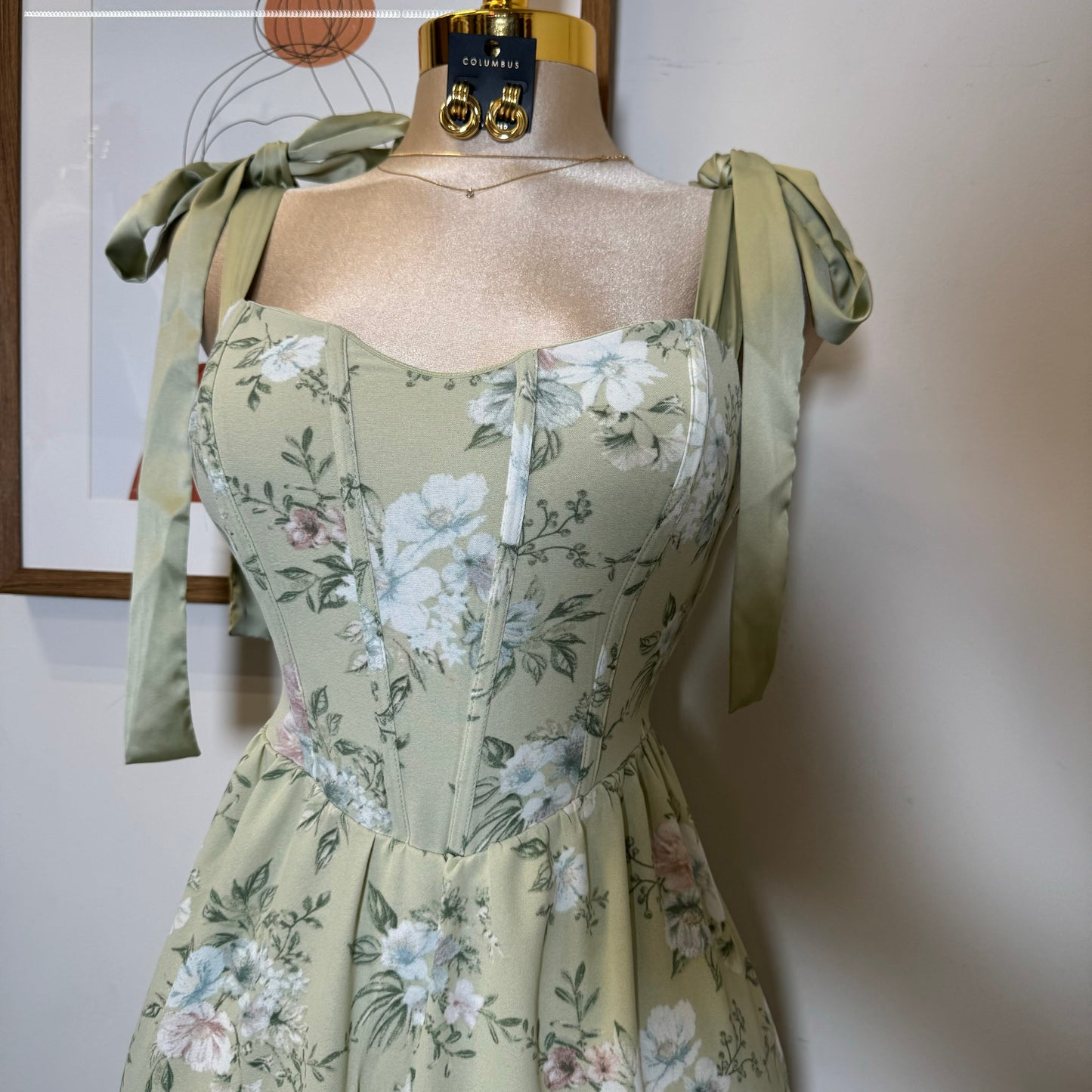 Bunny Corset Maxi Dress-Green