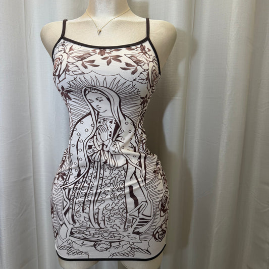 Maria Floral spaghetti Dress-brown/nude
