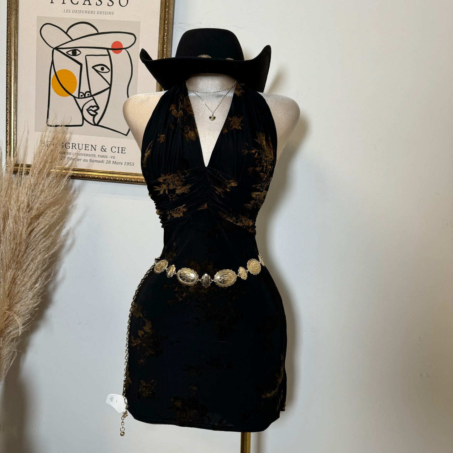 Halter Neck Mini Dress-Black