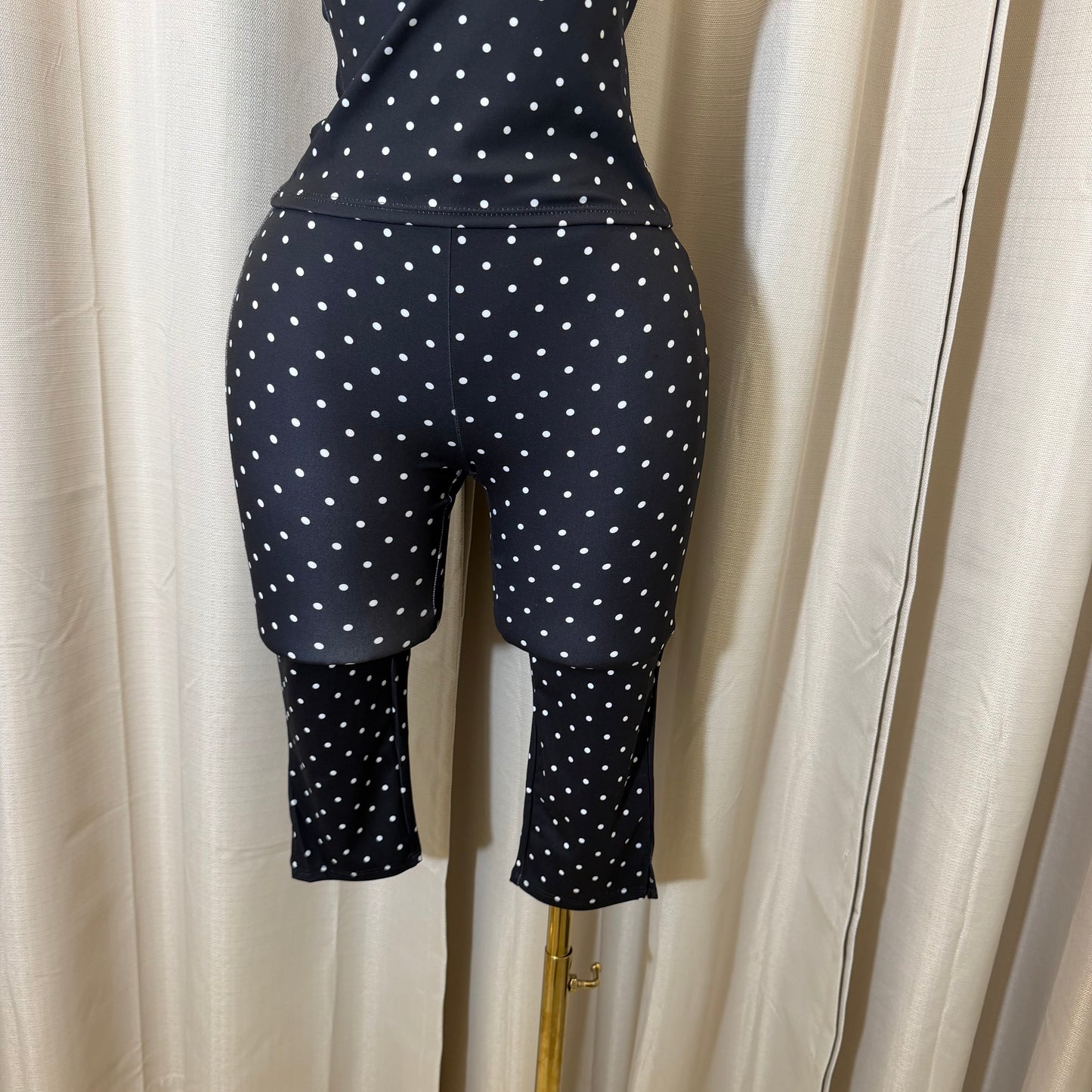 Halter Polkadot Capri Set-Black/White
