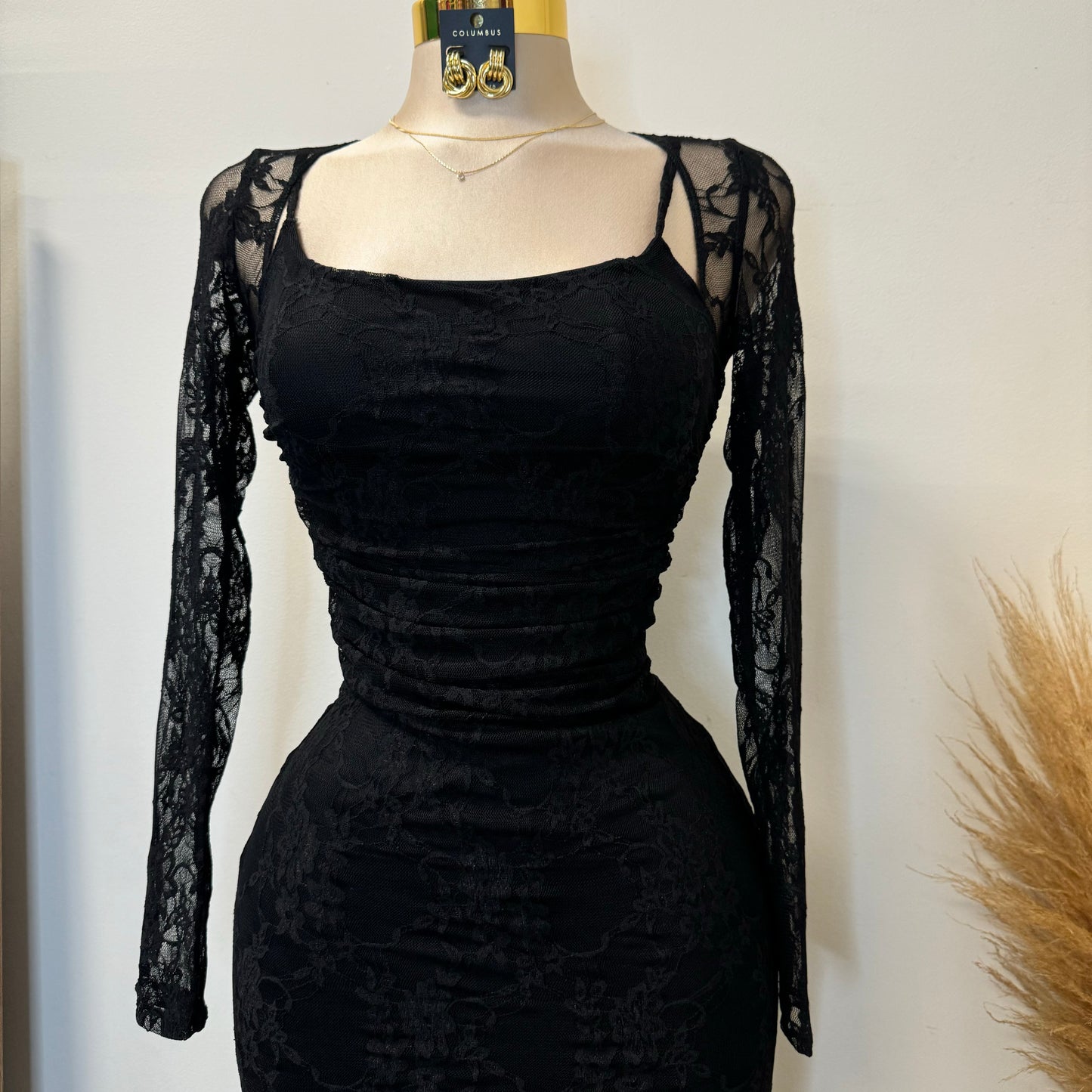 Aimara Lace Long Sleeve  Dress-black