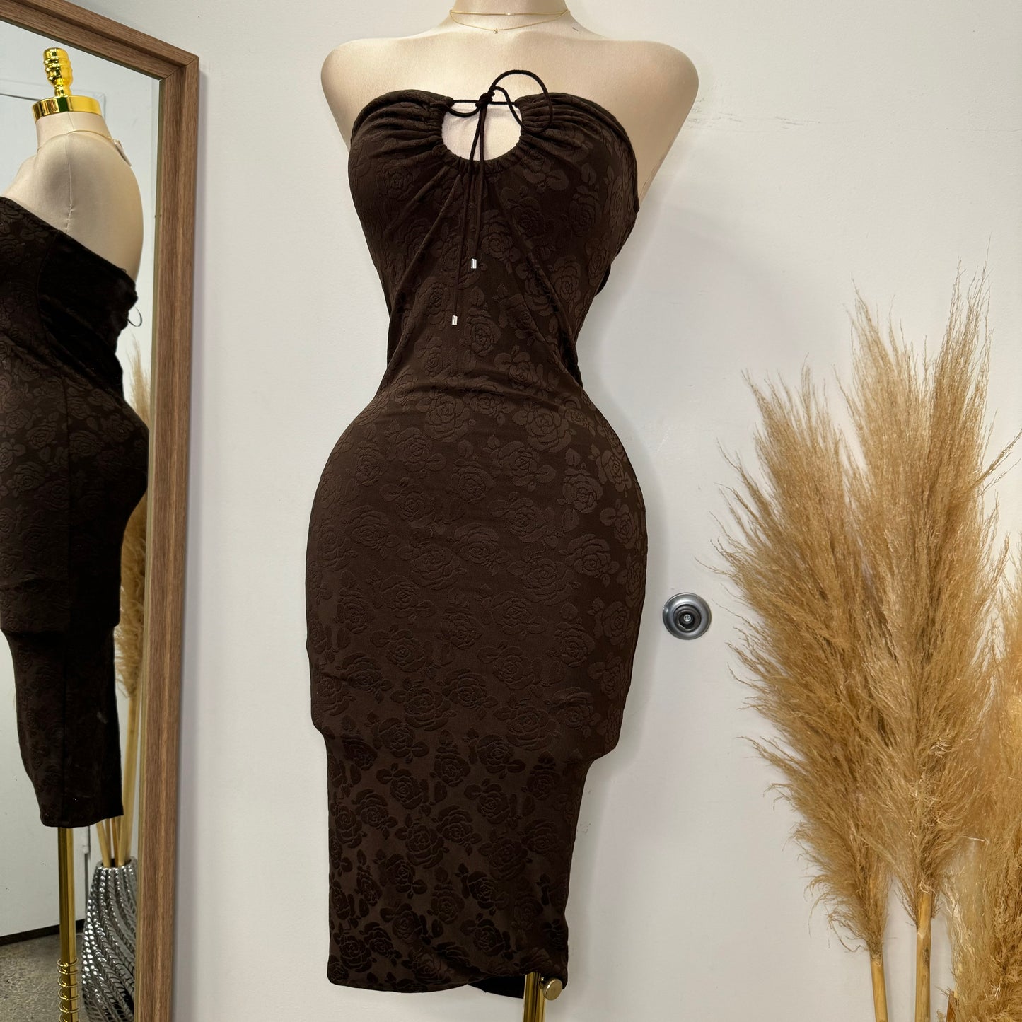 Alerth Tube Mini Dress-Brown