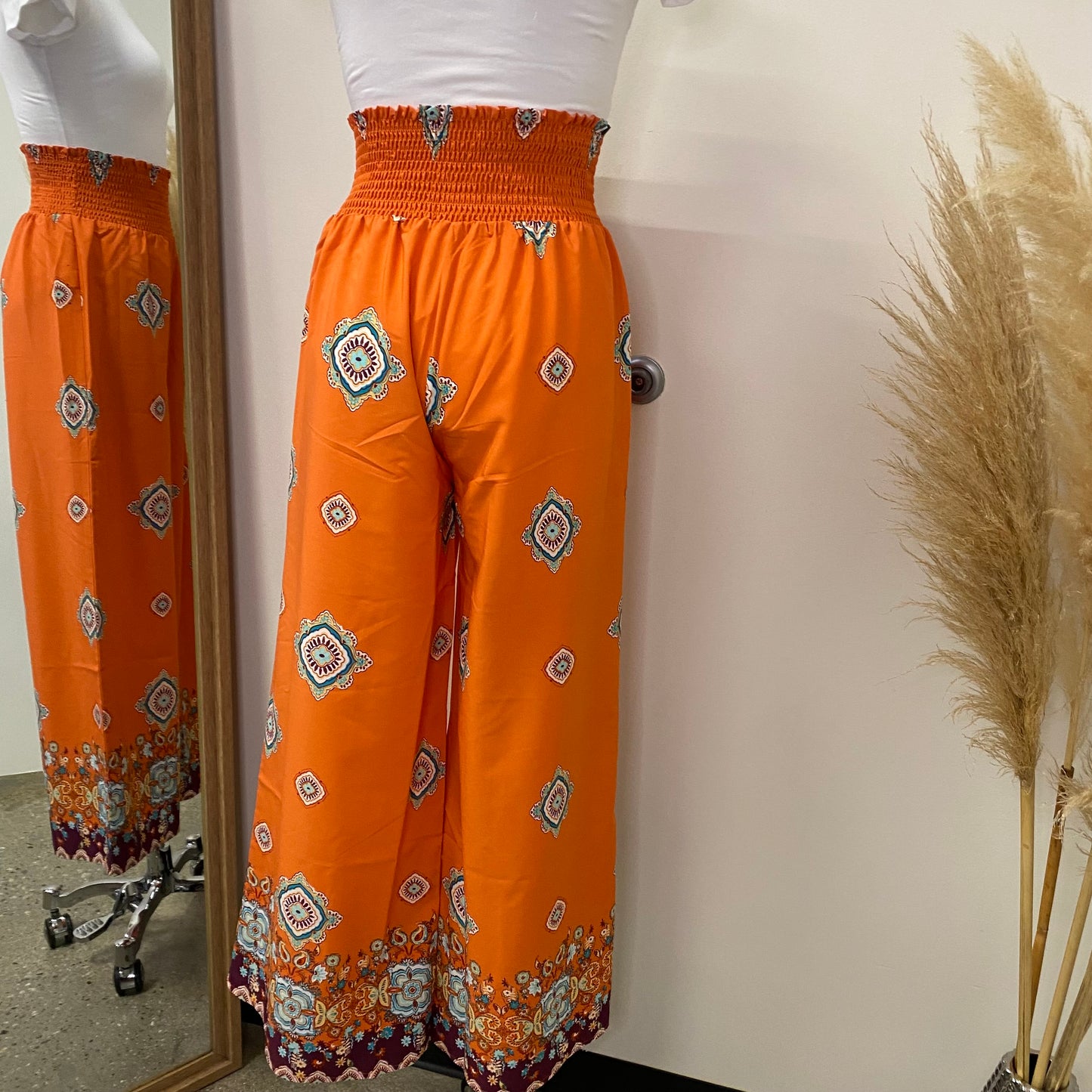 Mika Wide Leg Pants-Orange