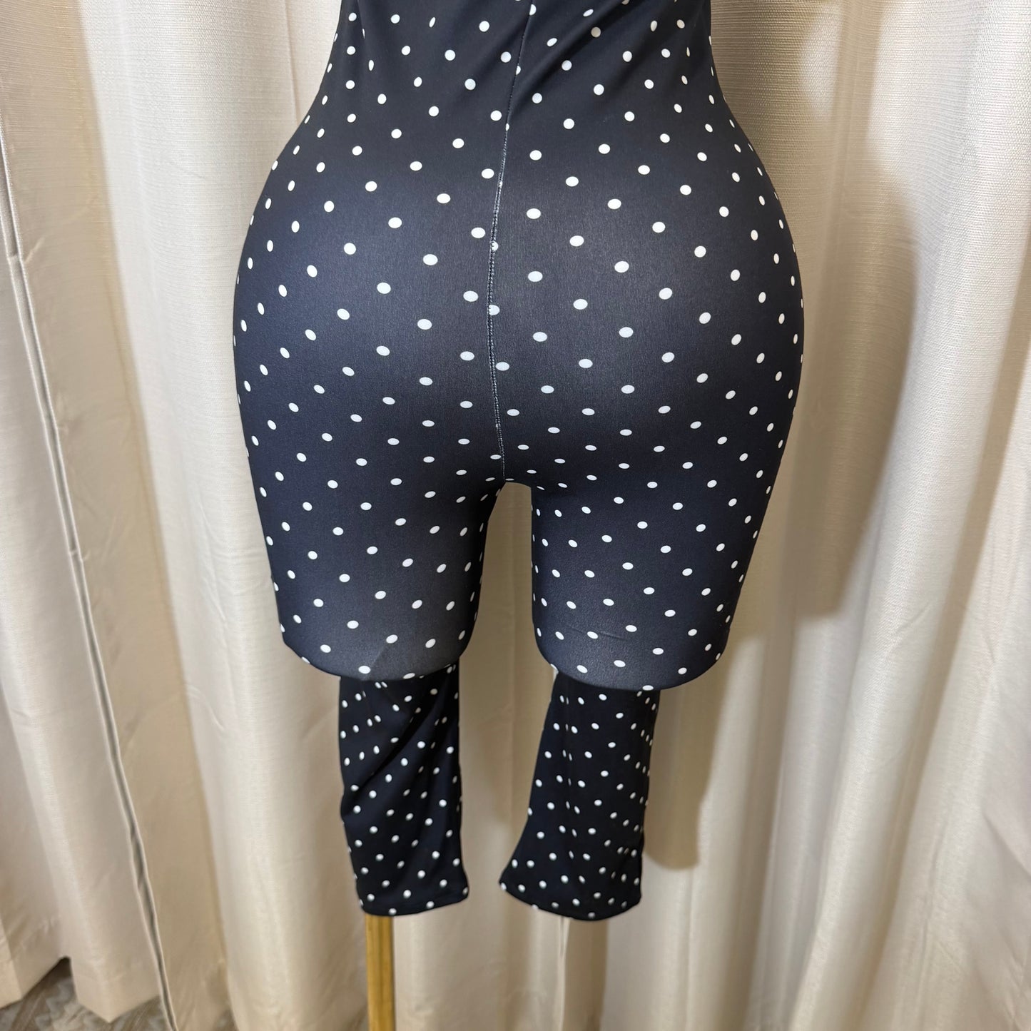 Halter Polka Dot Jumpsuit-Black/white