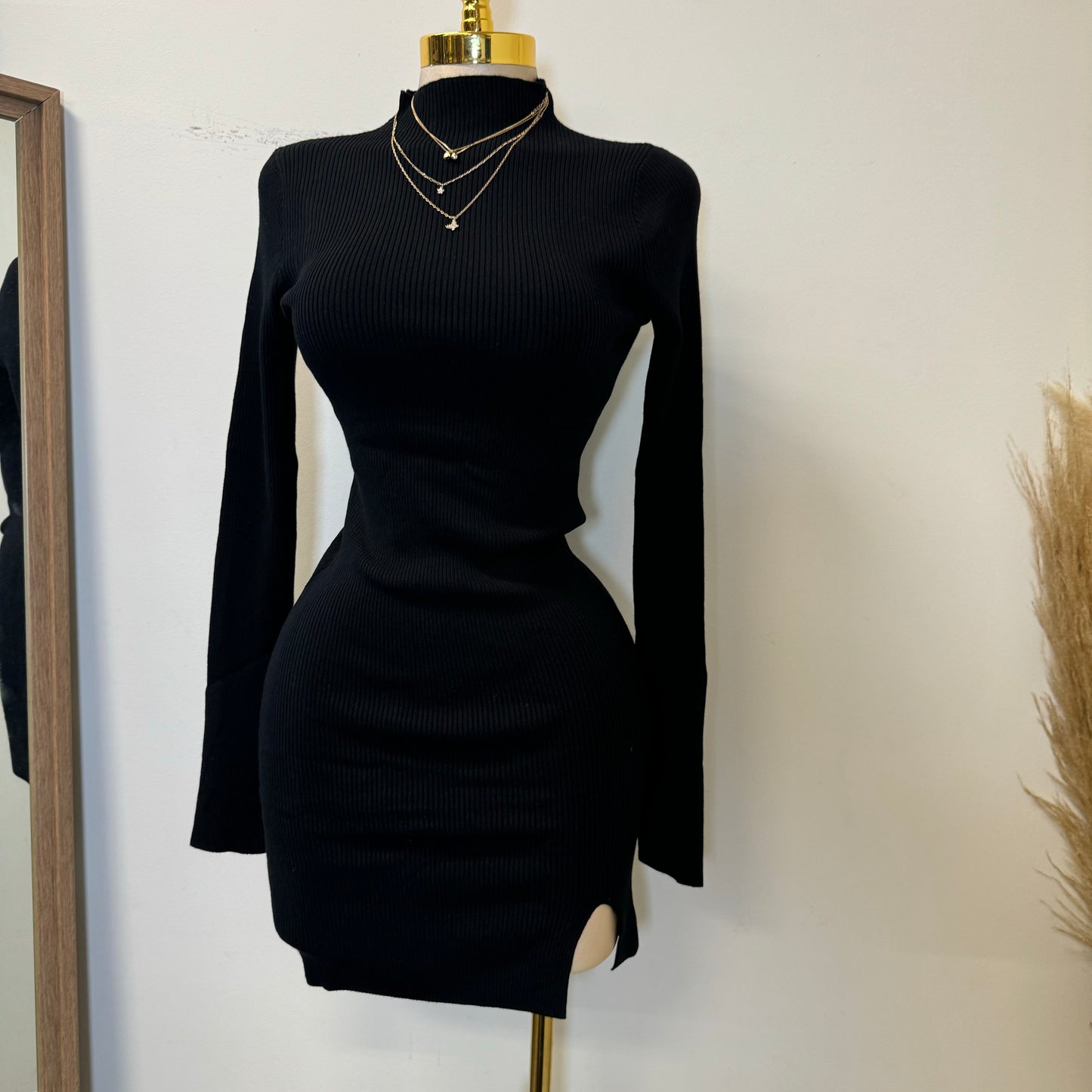 Joany Sweater Dress-Black