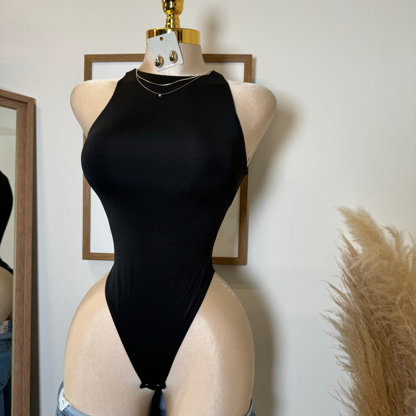 Contour Double Layered 90s Bodysuit-Black