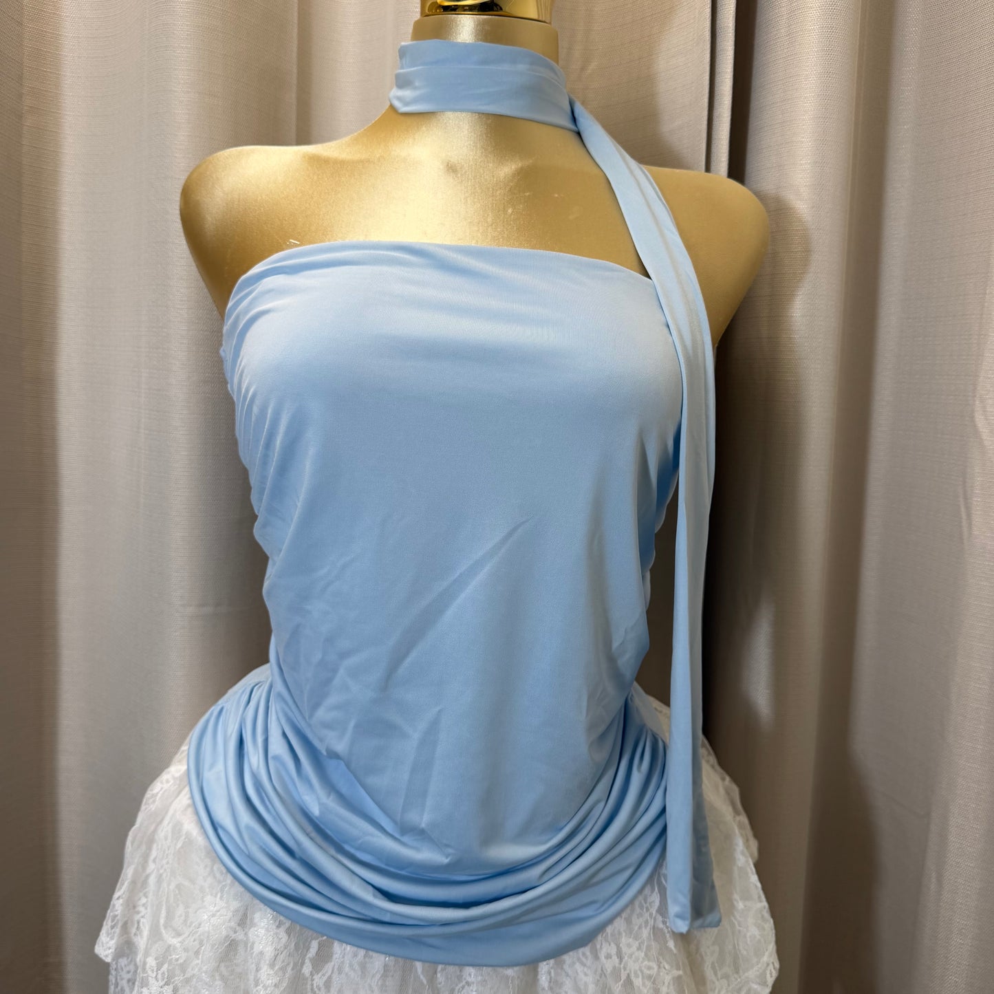 PL-Tube Top with Scarf-Baby Blue