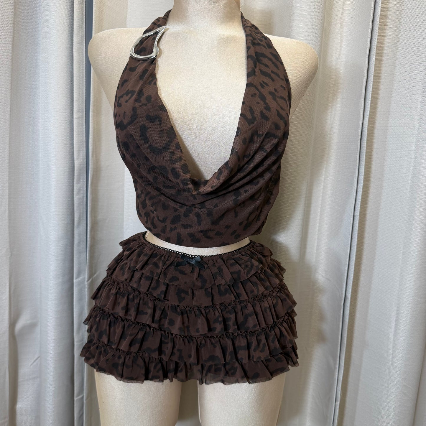 Halter Top And Short Set-Leopard