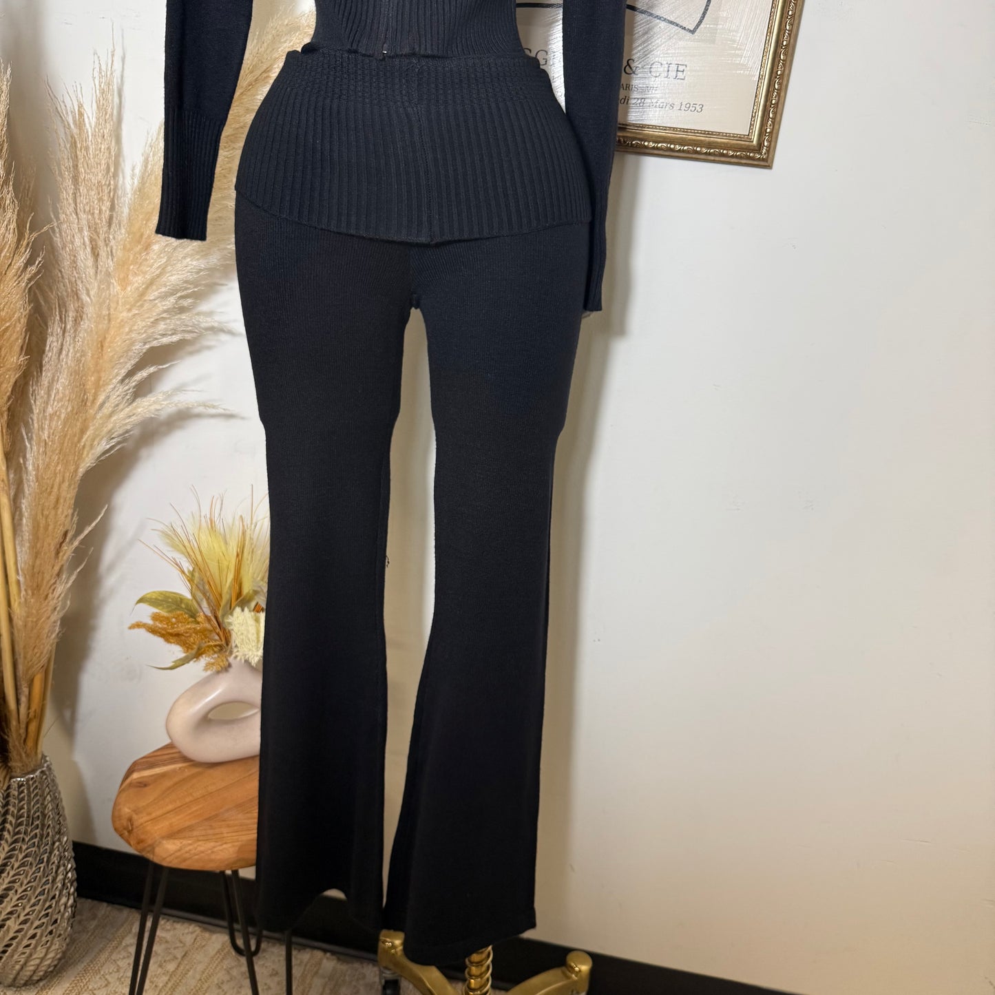 Y2K knitted Pant Set-Black