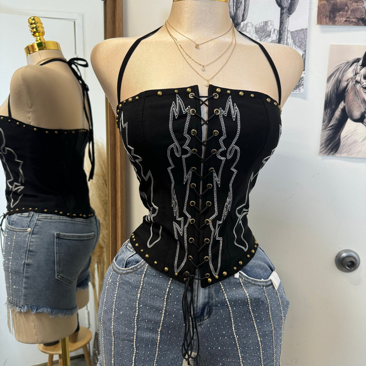 4218 Corset Top-Black