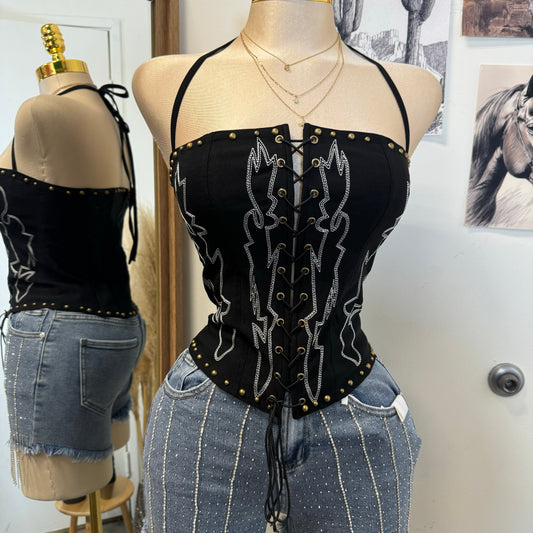 4218 Corset Top-Black