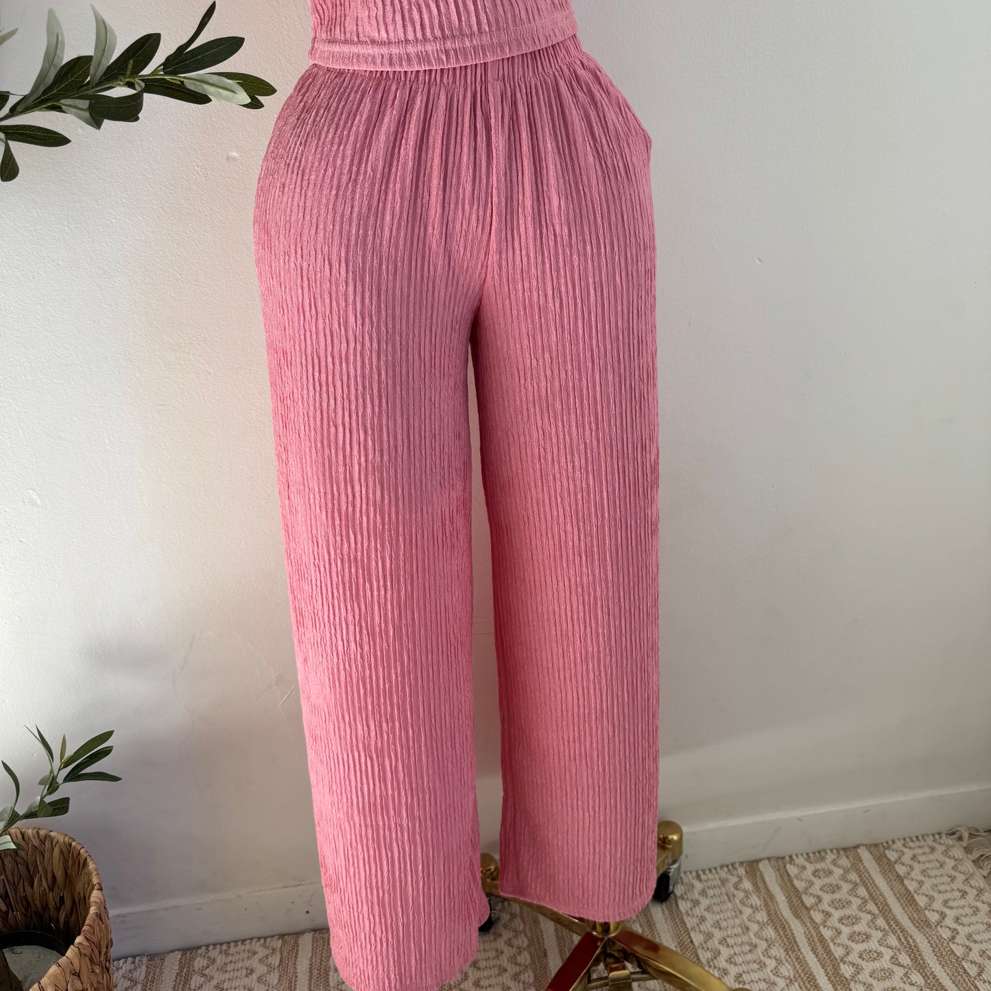 Tamara Short Sleeve Piece Set-Pink