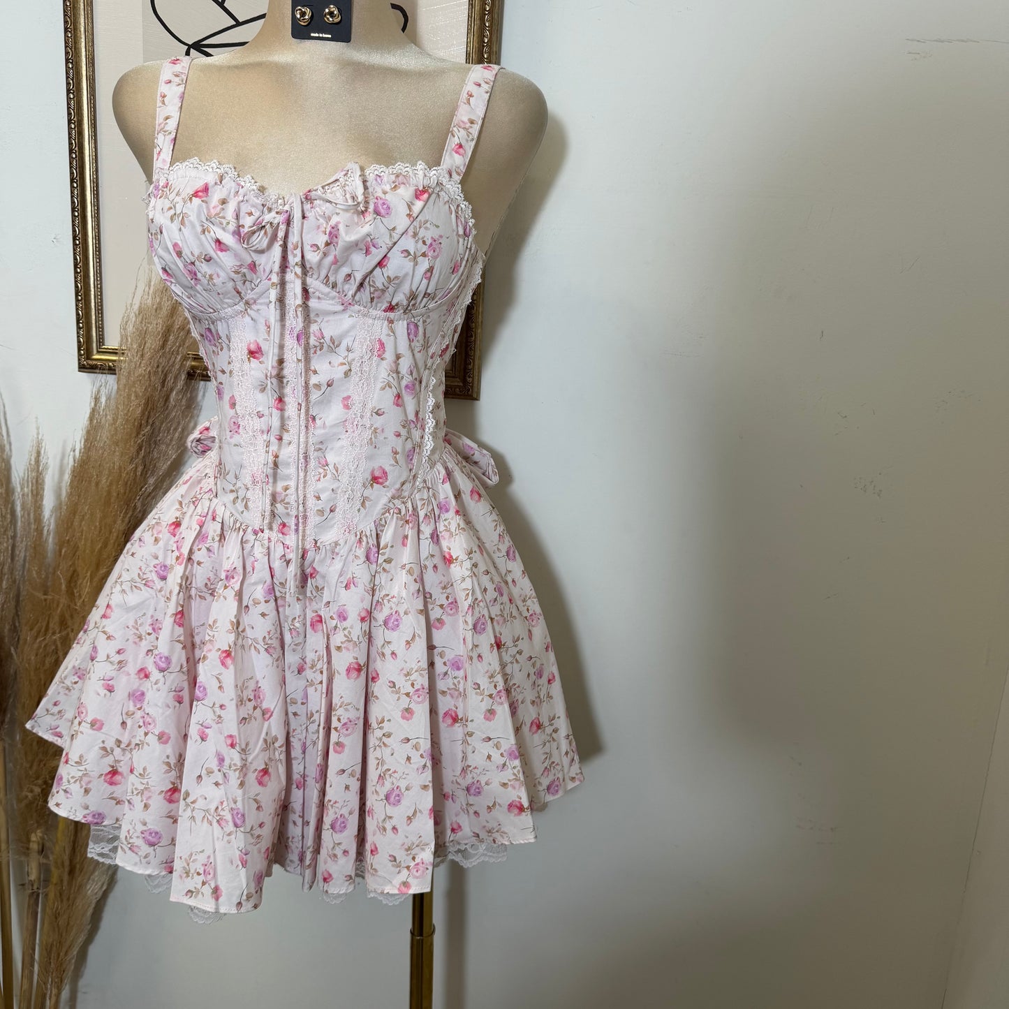 Rosa Flower Poplin Dress-Pink