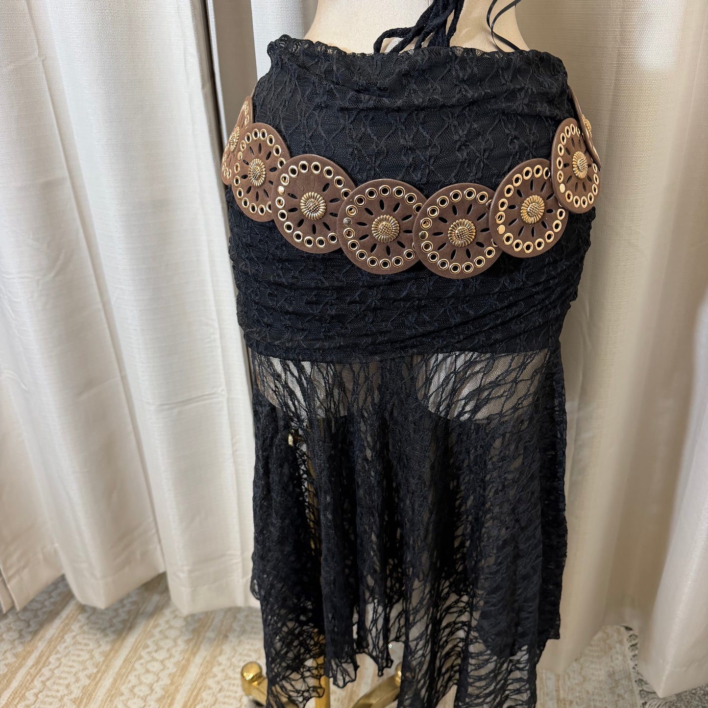 Halter Lace Maxi skirt Set-Black