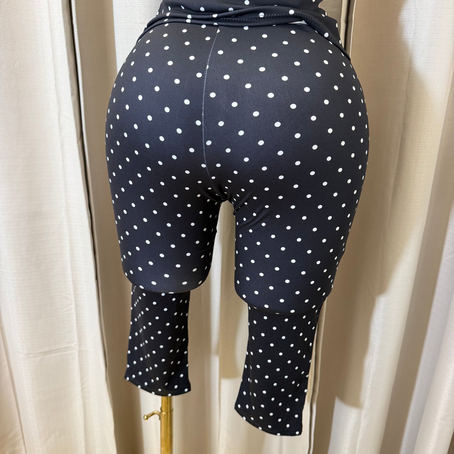 Halter Polkadot Capri Set-Black/White