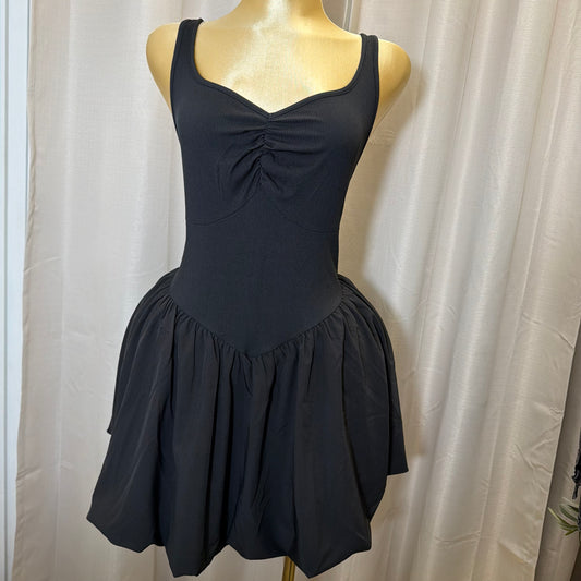 PL-corset Flare Dress-Black