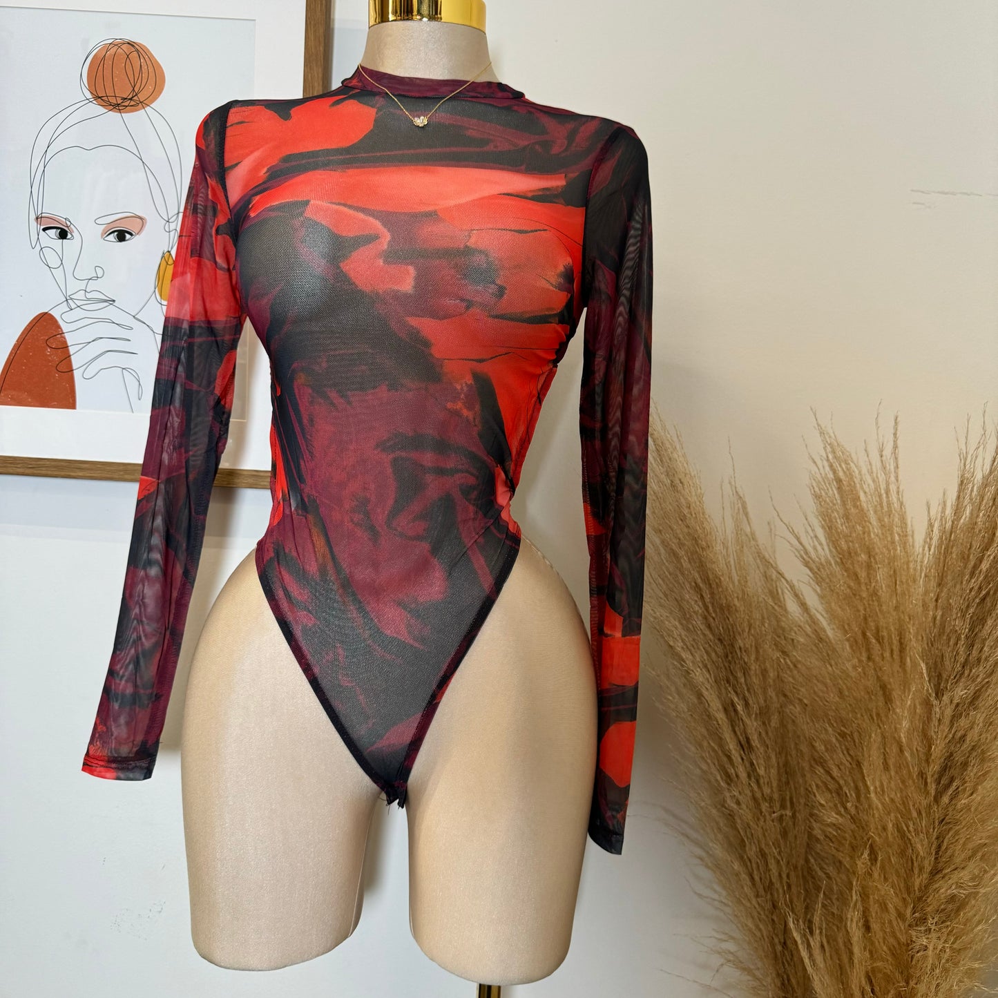 Open Back Bodysuit-Burgundy