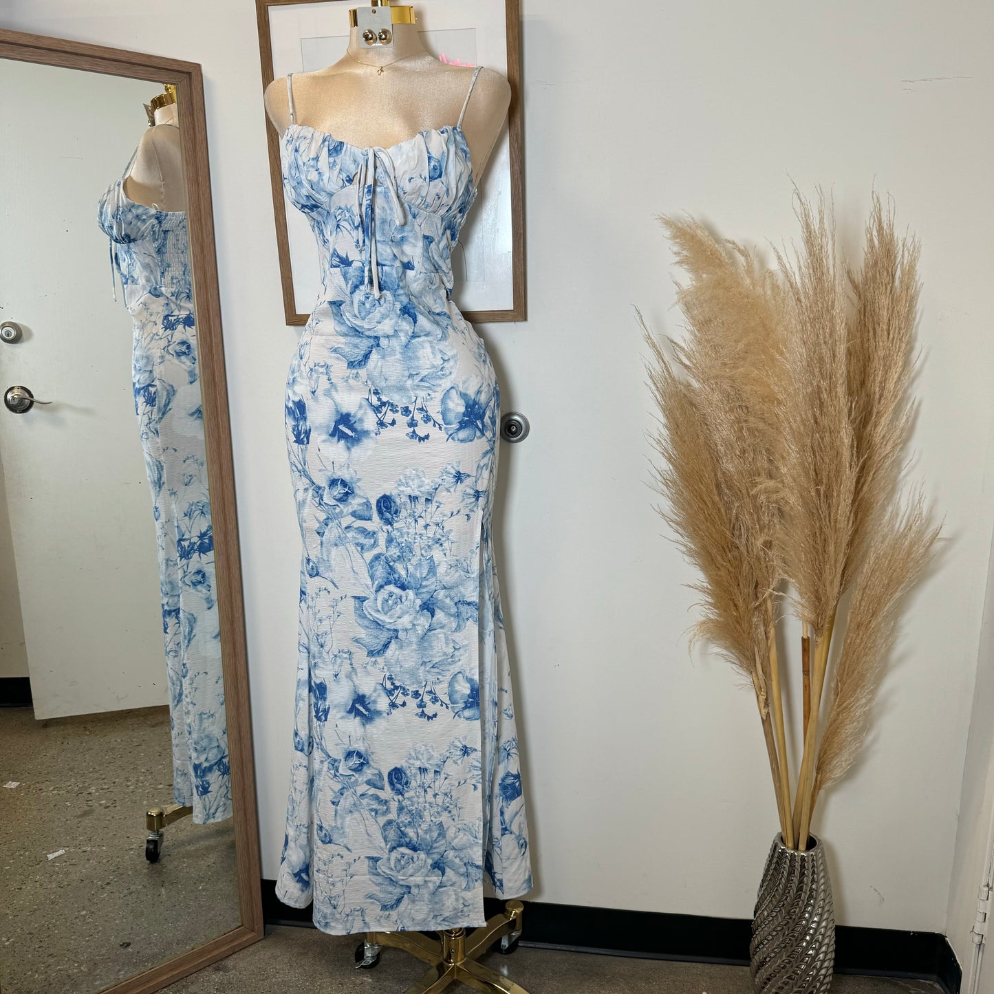 Grecia Maxi Dres-Blue/White