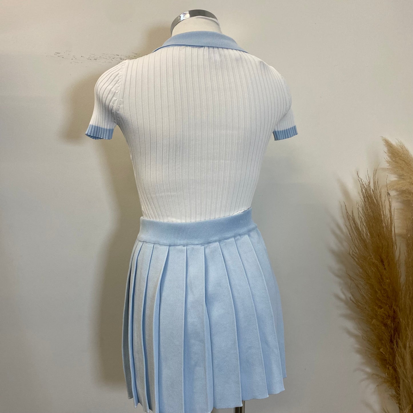 Tennis Collar skirt set-baby Blue