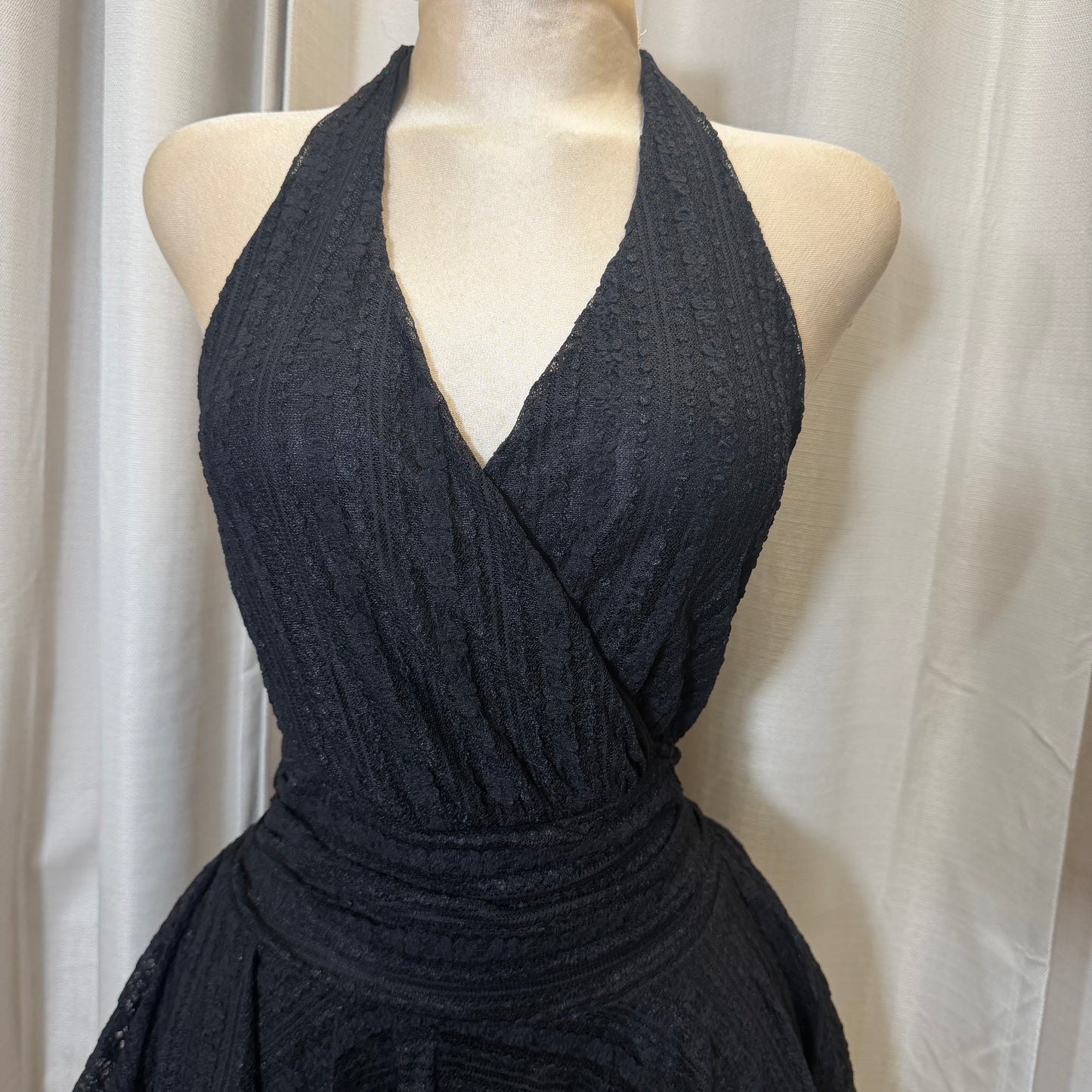 Halter Lace Dress-Black