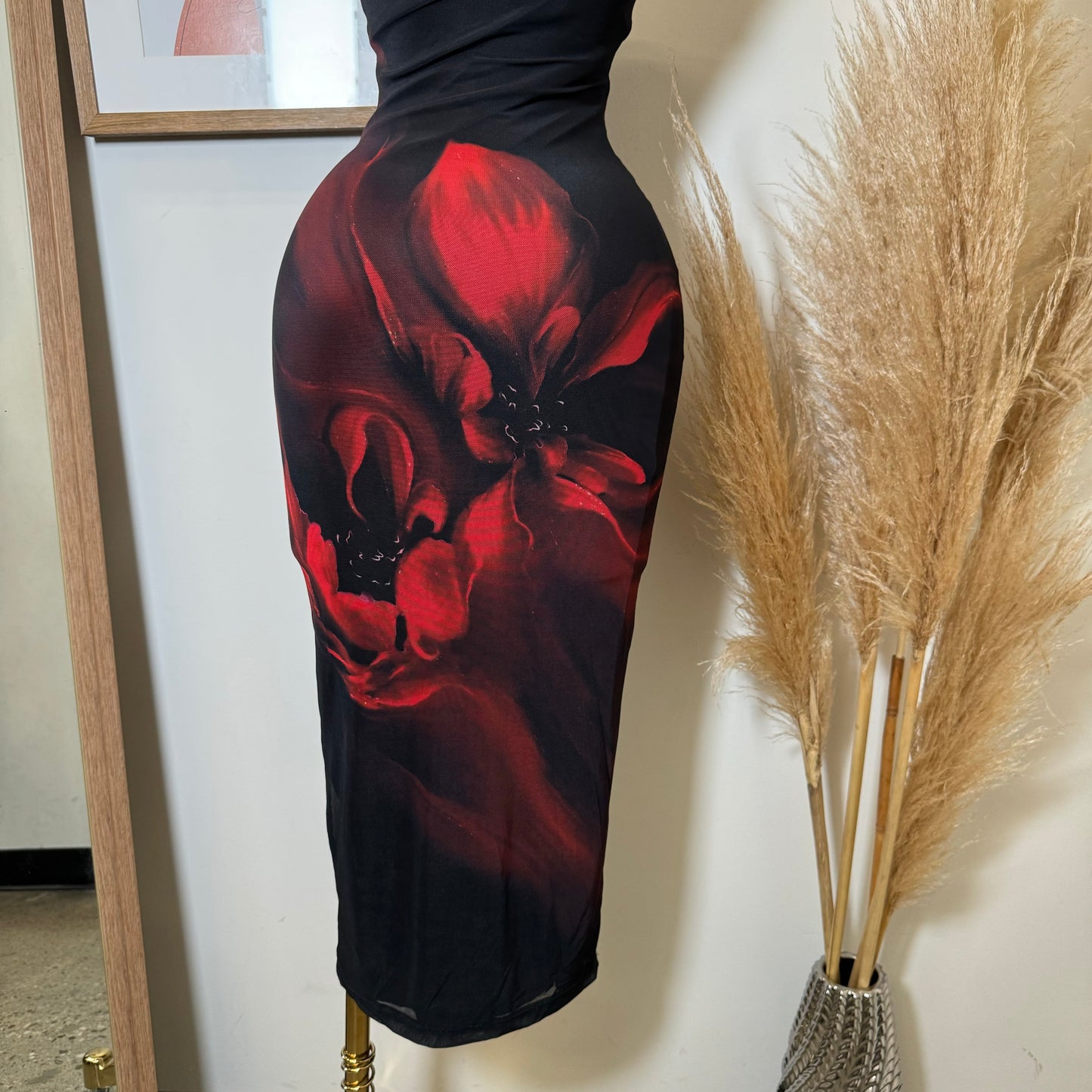 Alivis Mesh Spaghetti Dress-Black