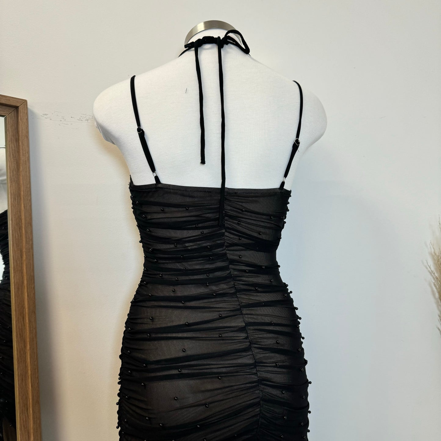 Alaina Pearl Dress-Black